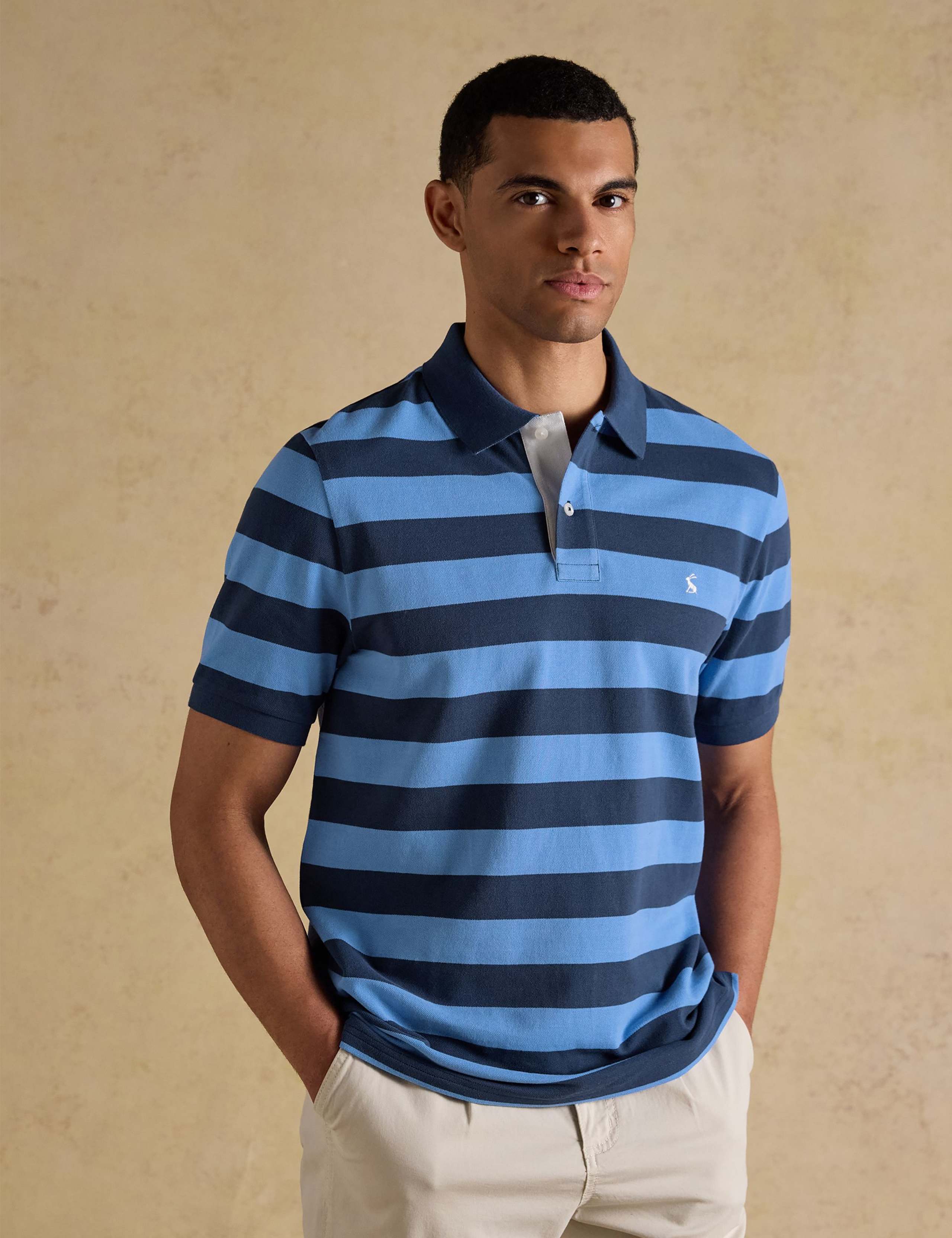 Pure Cotton Pique Striped Polo Shirt