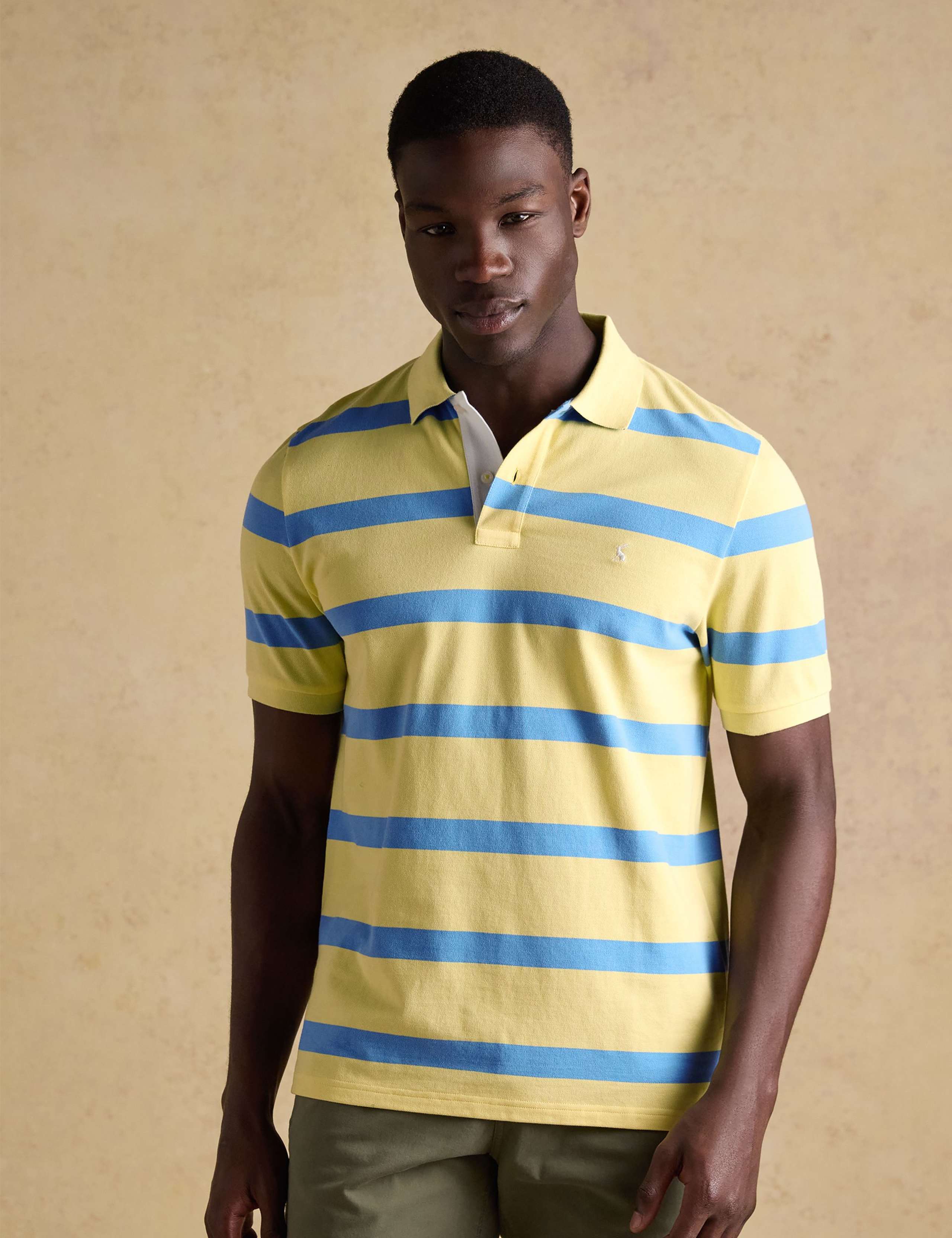 Pure Cotton Pique Striped Polo Shirt