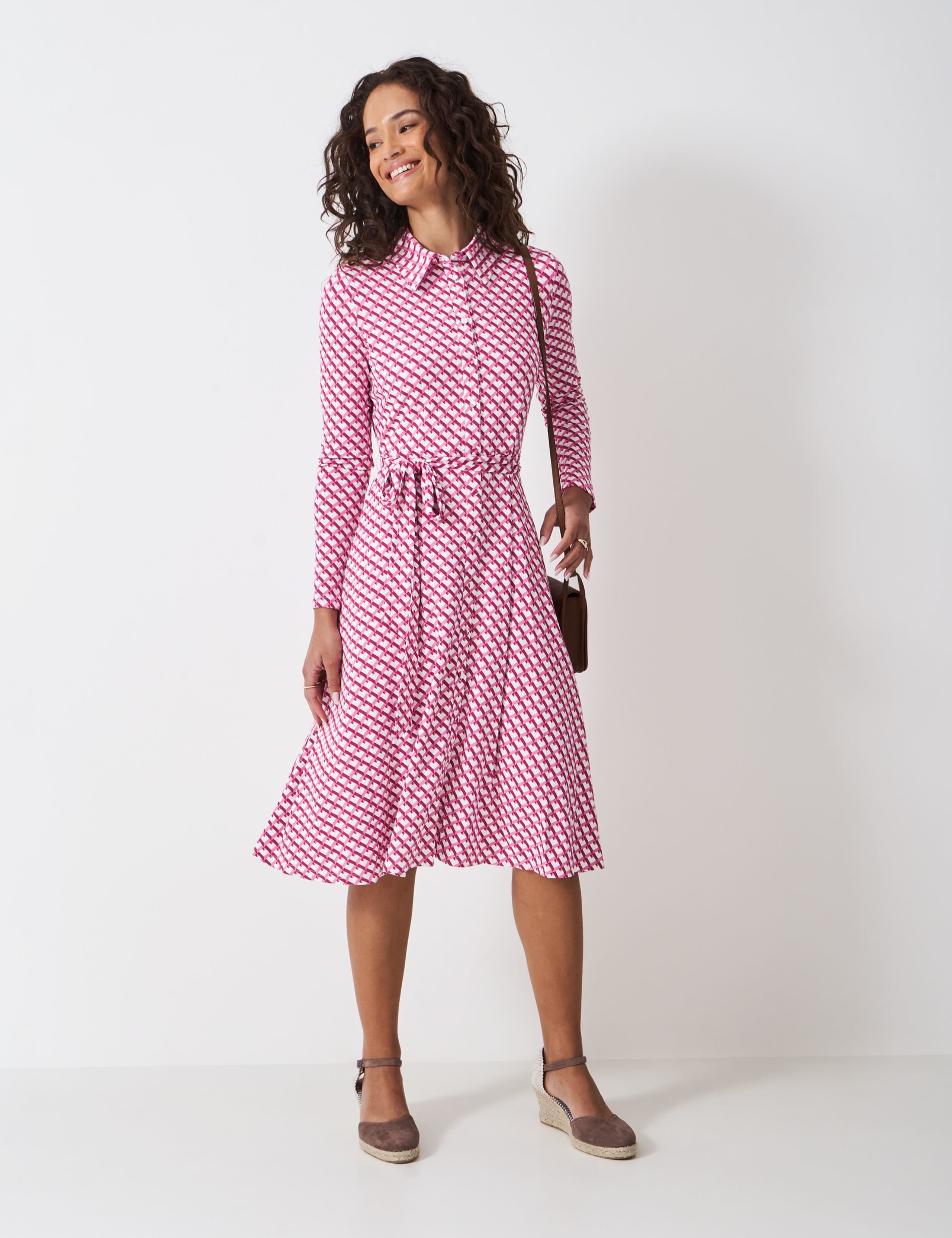 Jersey Geometric Midi Shirt Dress