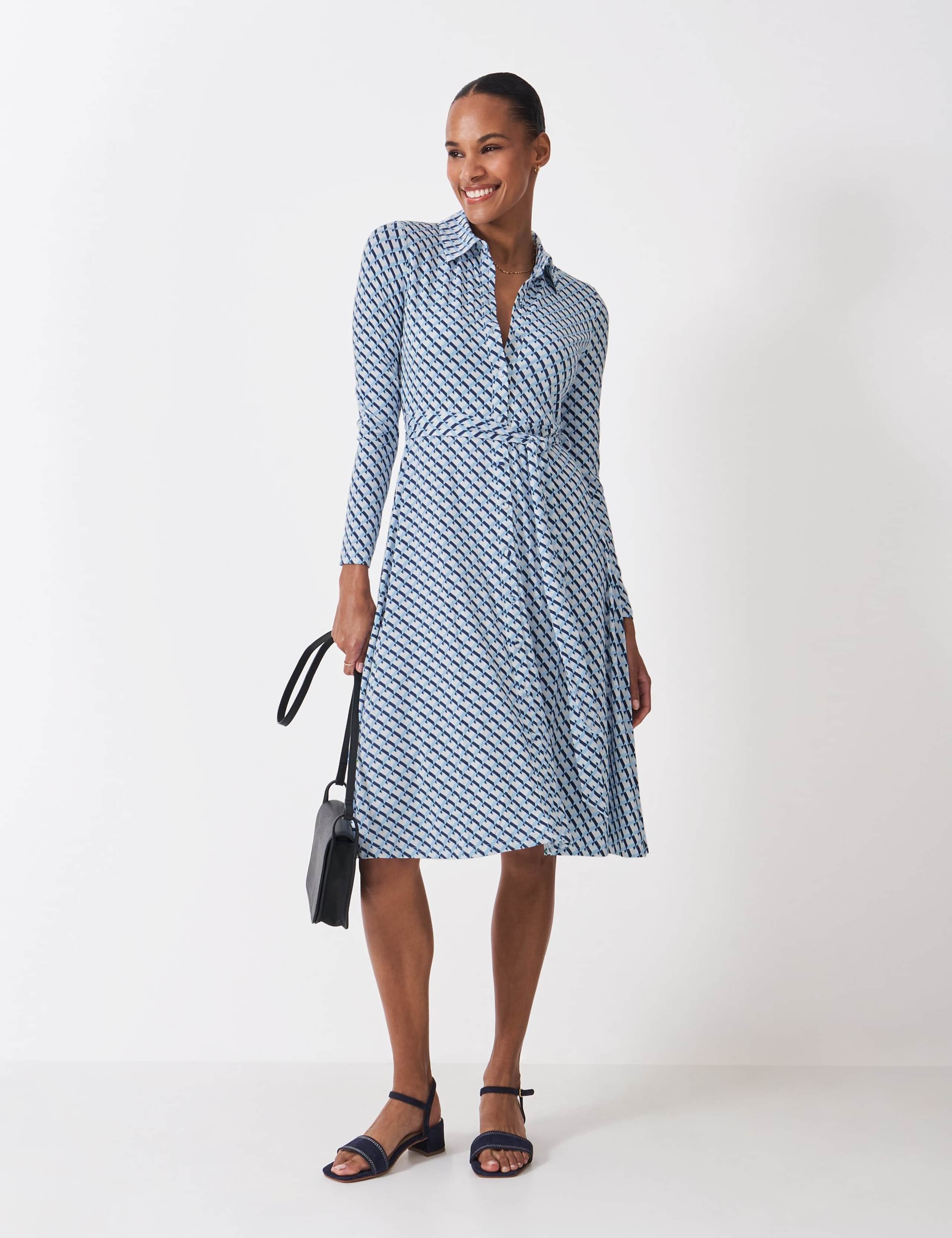 Jersey Geometric Midi Shirt Dress
