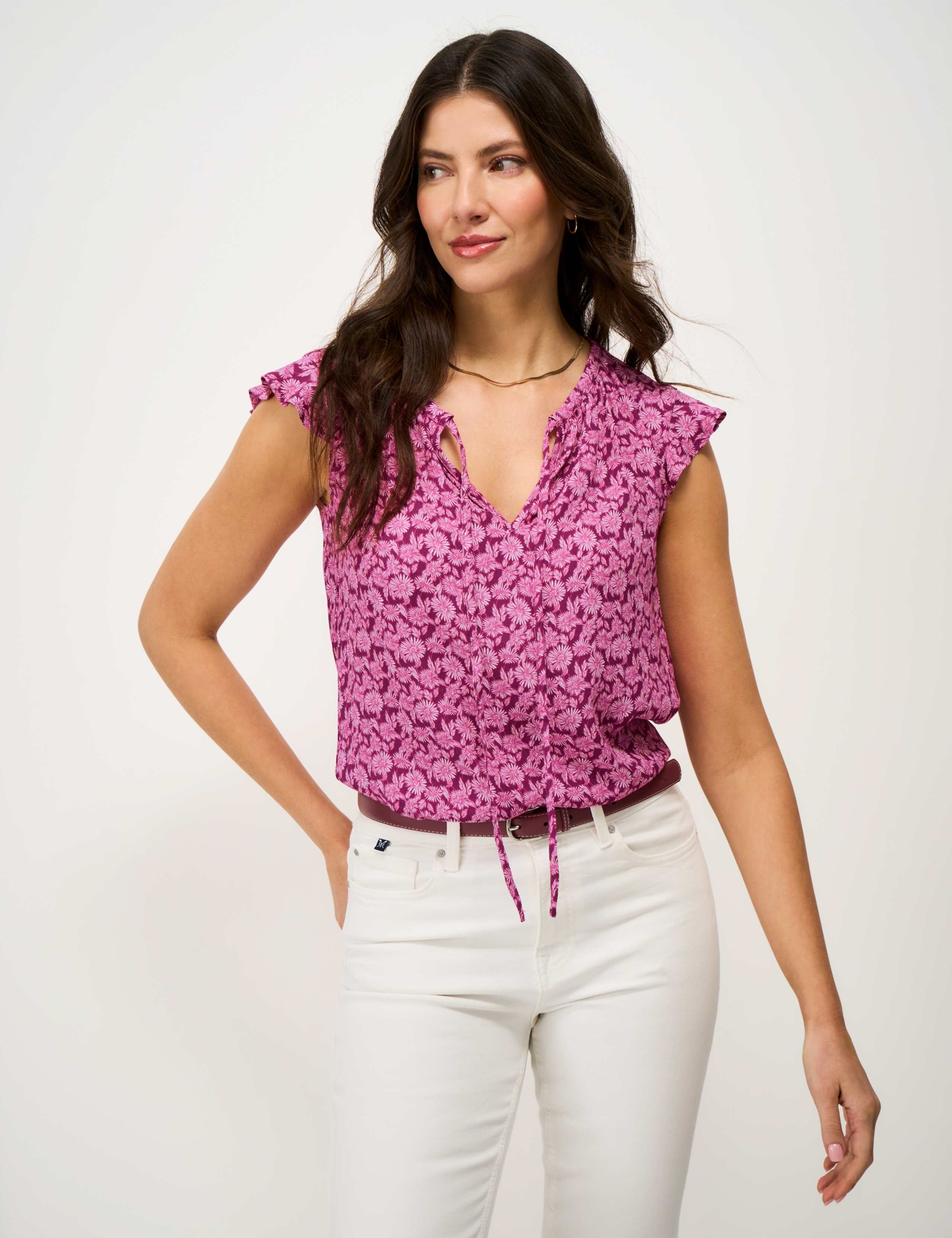 Floral Tie Neck Blouse