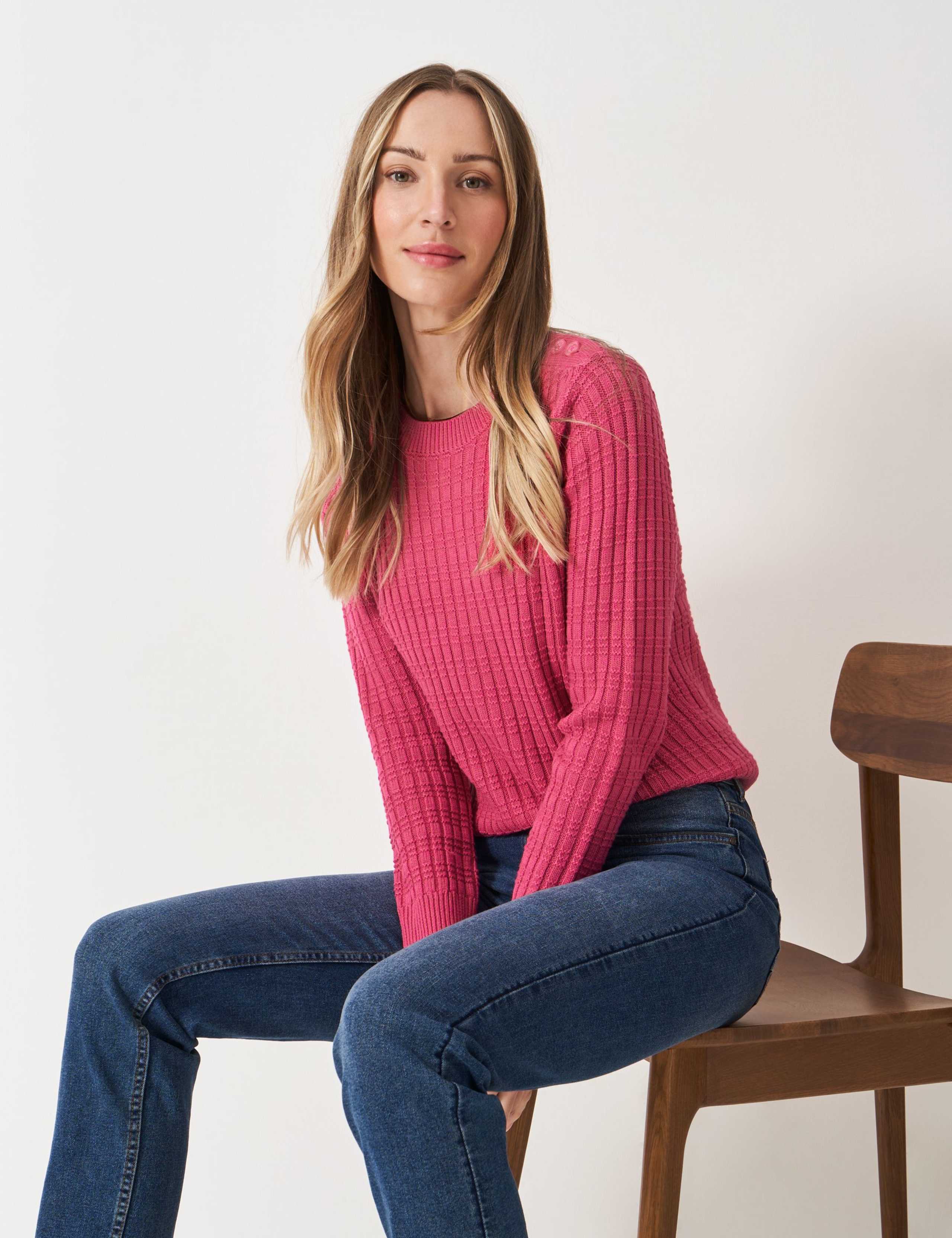 Cotton Blend Textured Jumper