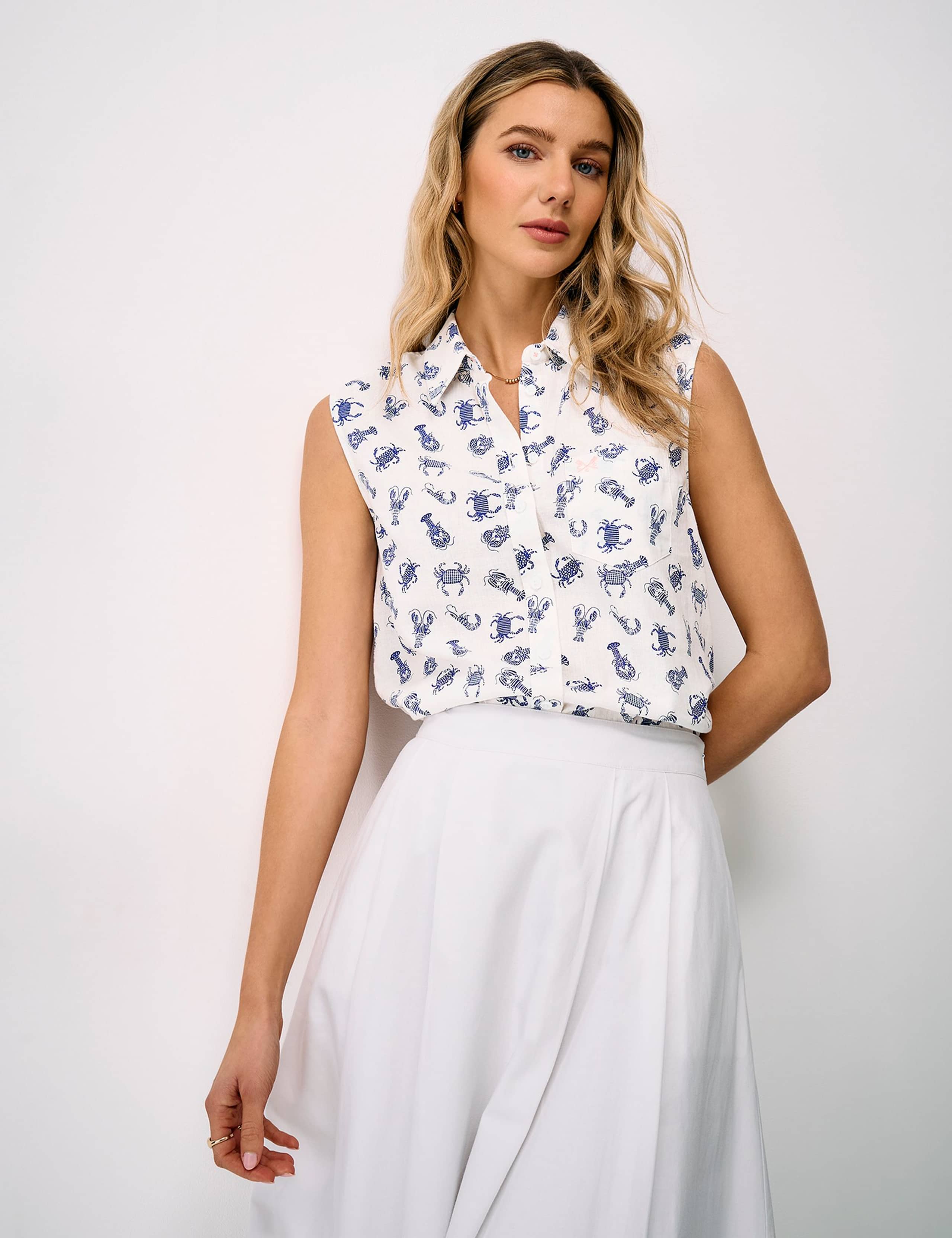 Linen Rich Printed Button Through Shirt