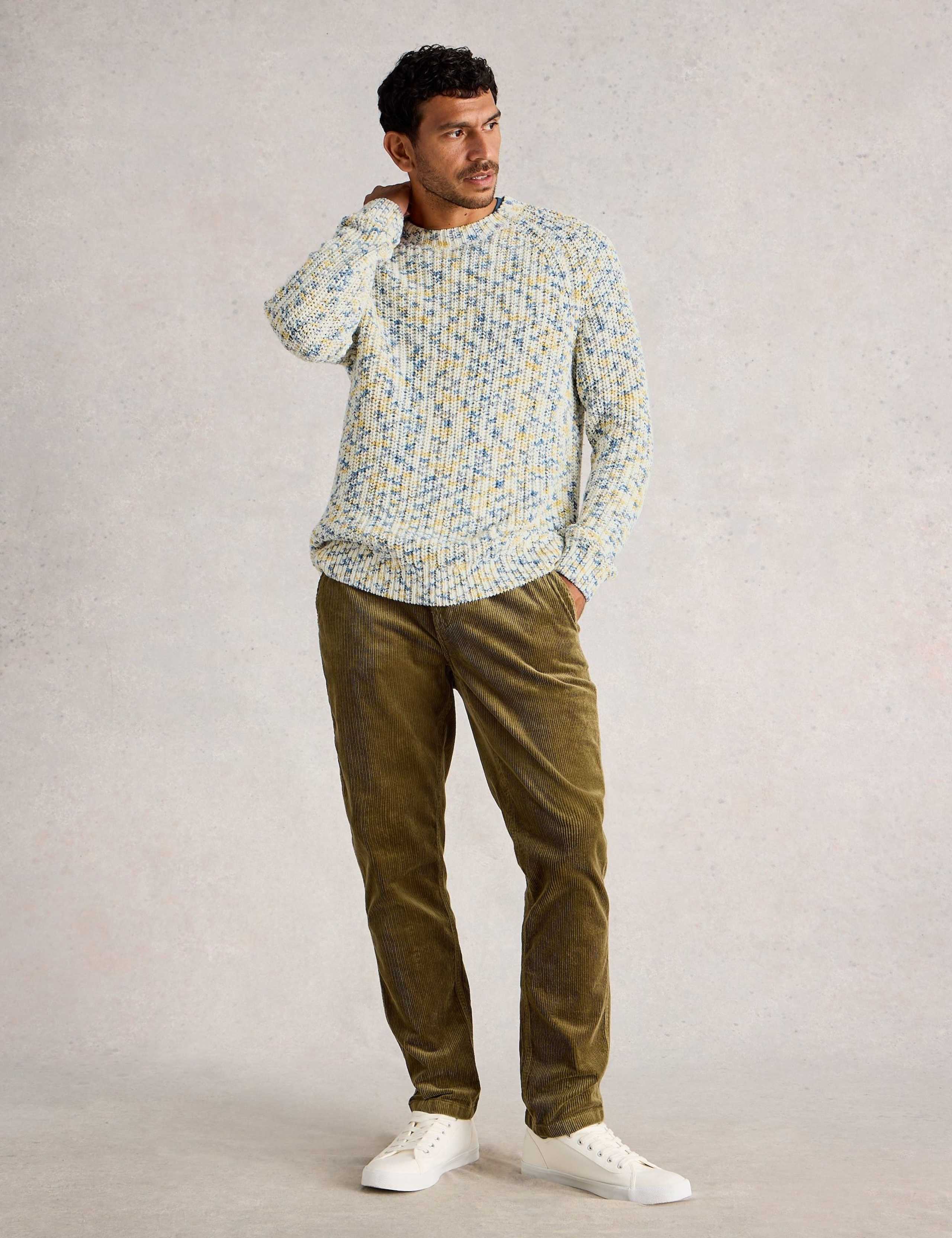 Cotton Rich Ribbed Crew Neck Jumper