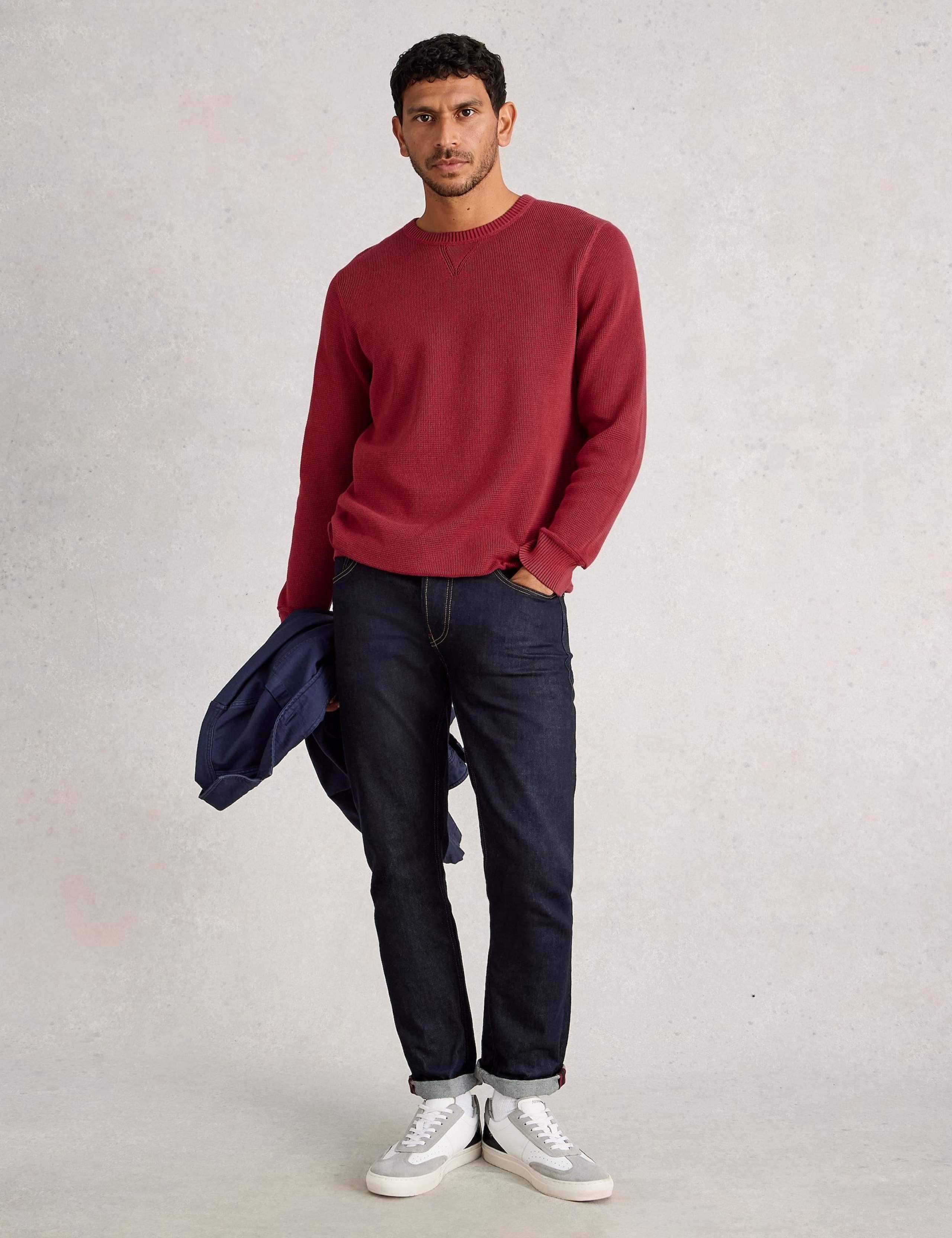 Pure Cotton Textured Crew Neck Jumper