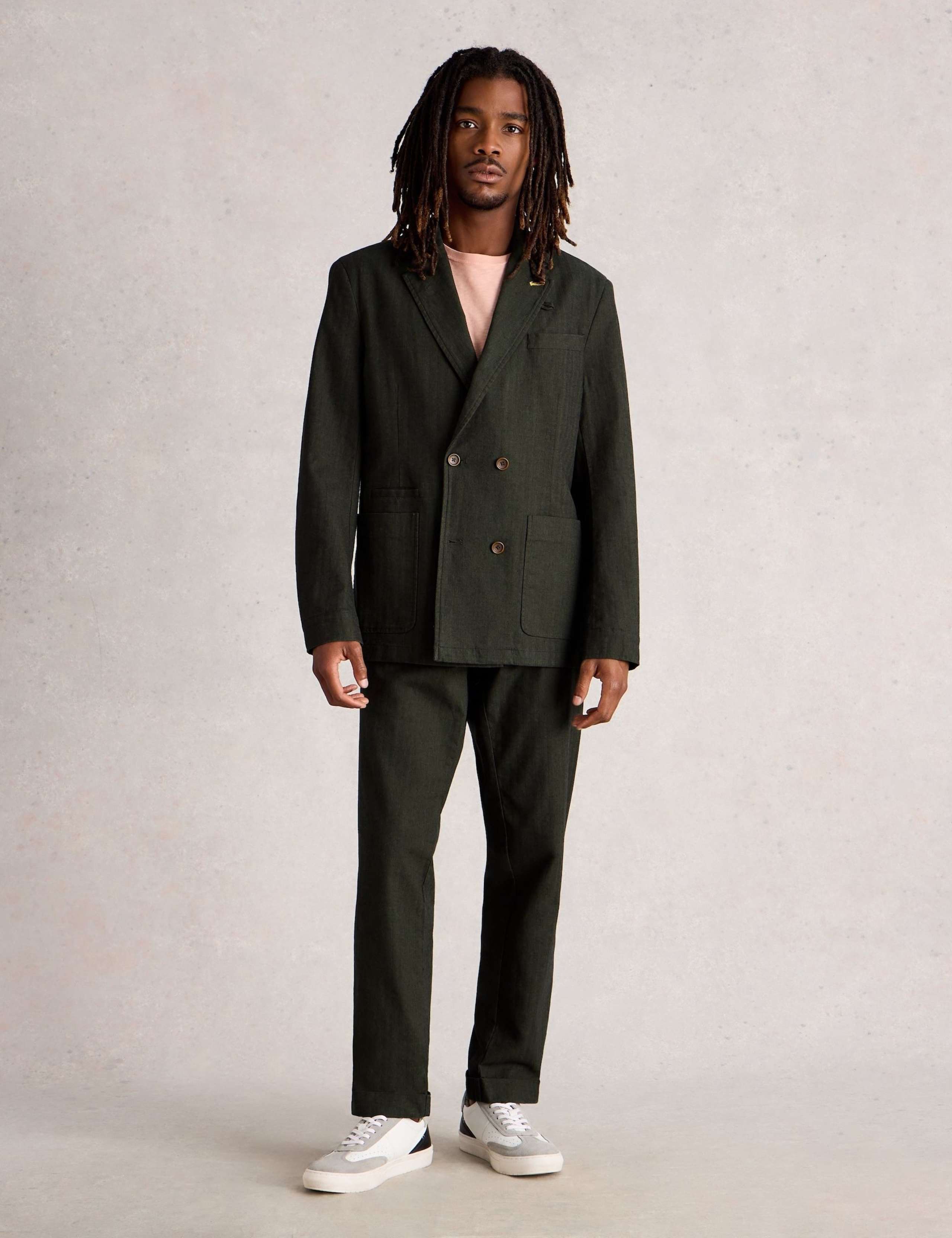 Regular Fit Cotton Rich Herringbone Blazer