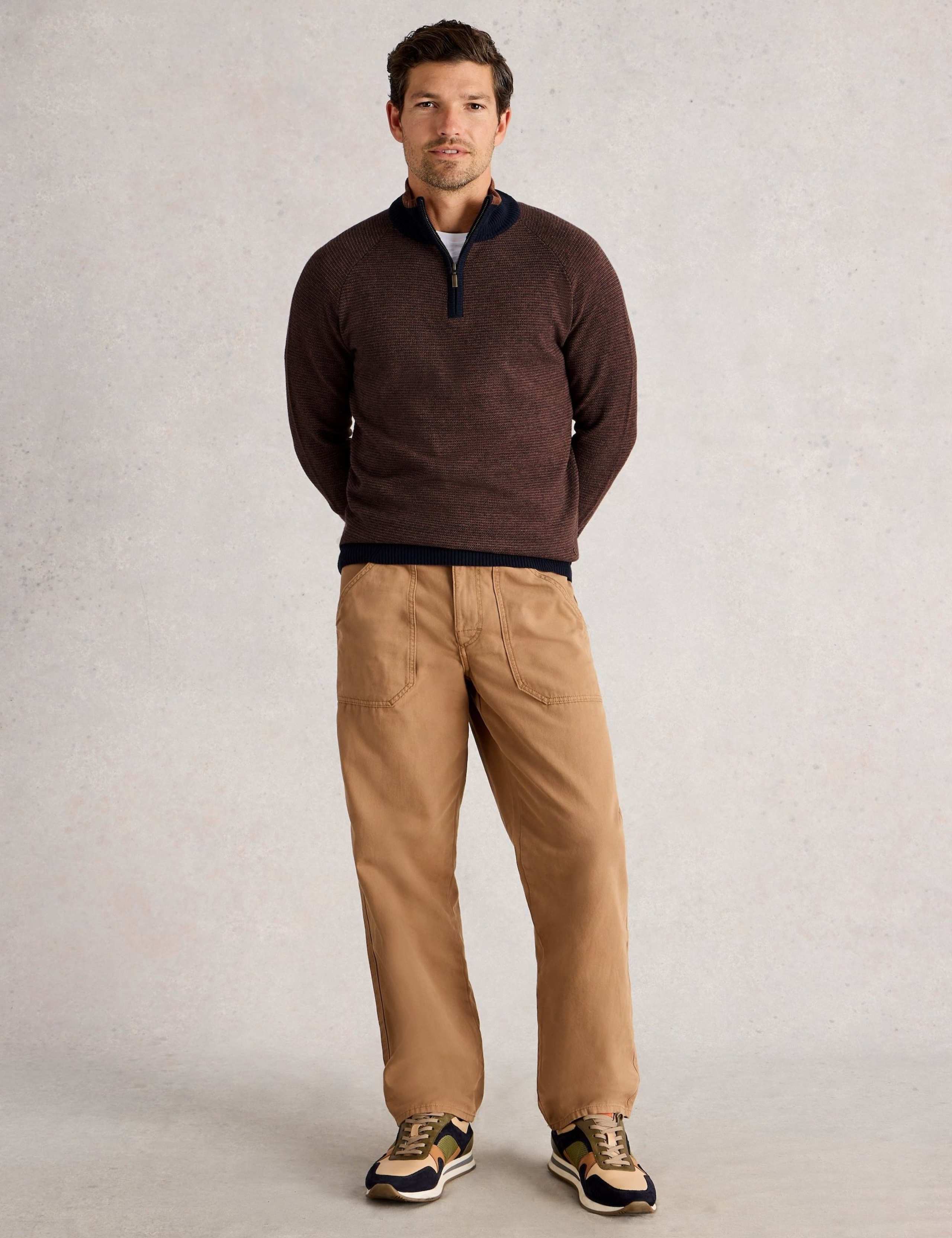 Merino Wool Rich Jacquard Funnel Neck Jumper