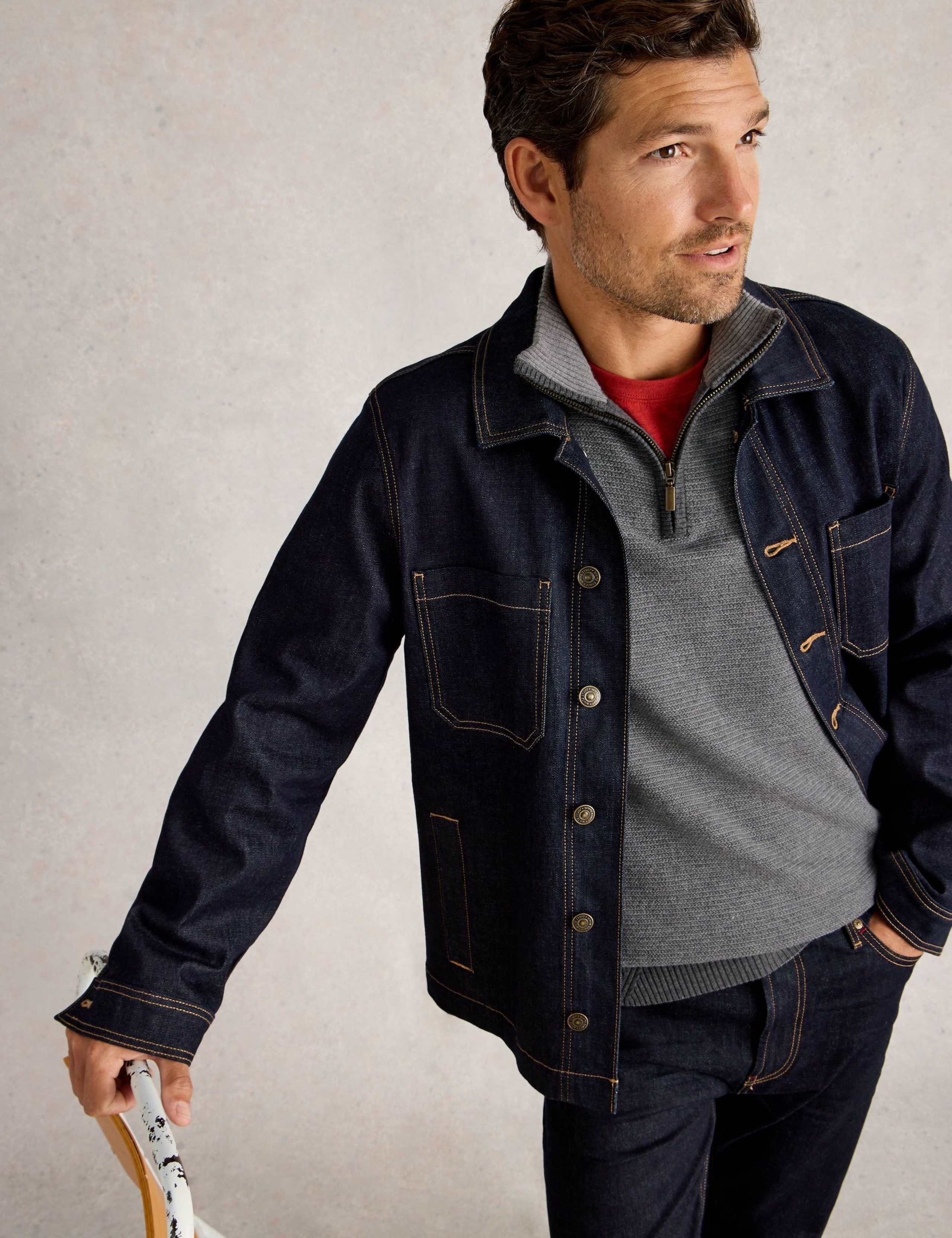 Merino Wool Rich Jacquard Funnel Neck Jumper