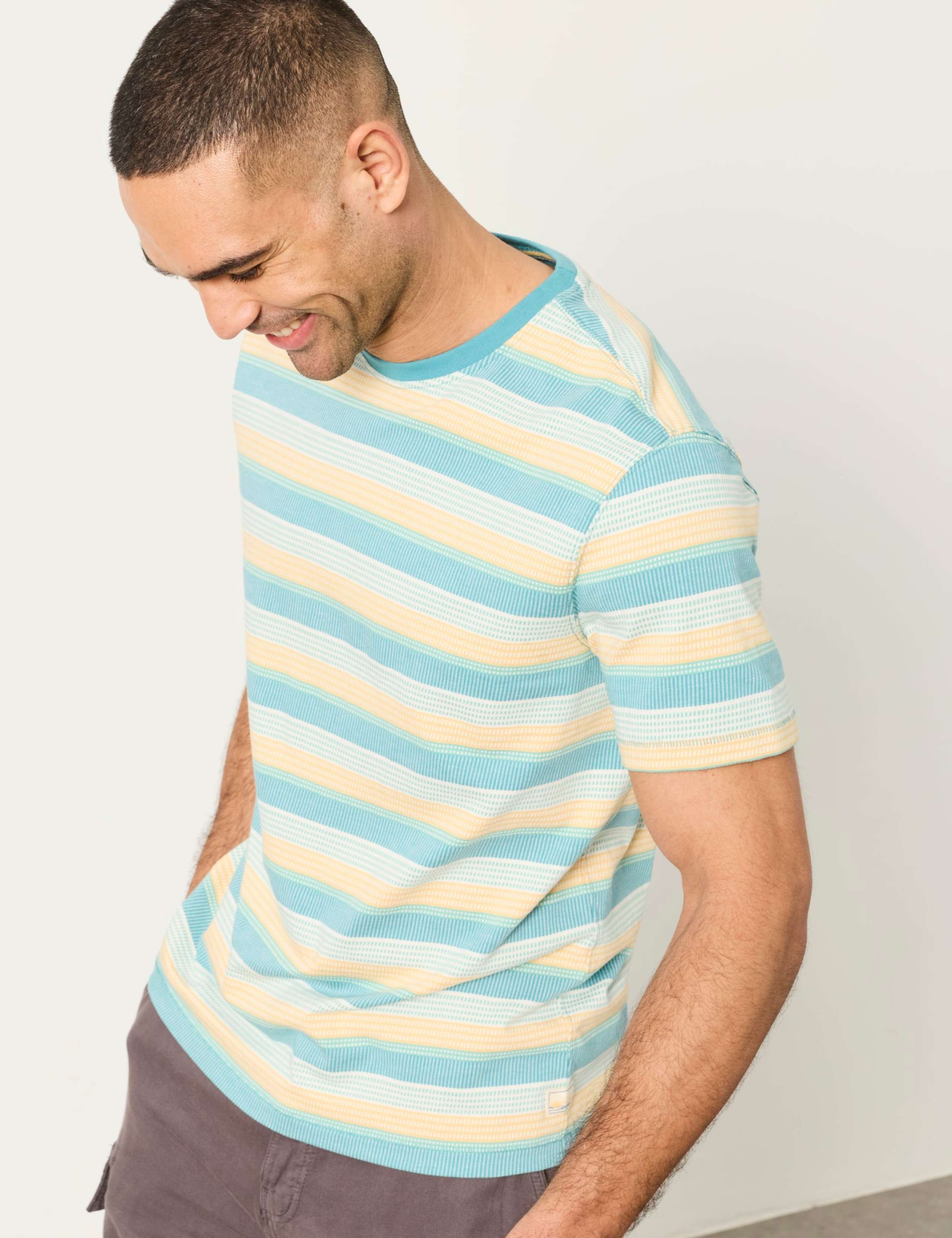 Pure Cotton Striped Crew Neck T-Shirt