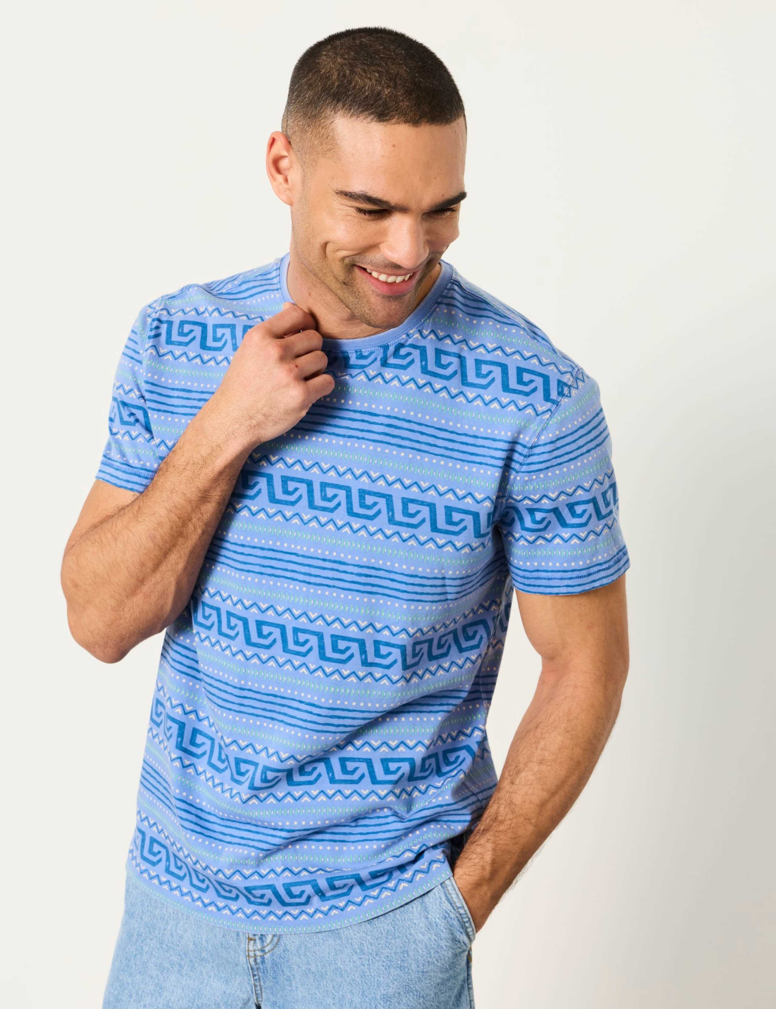 Pure Cotton Graphic Stripe T-Shirt