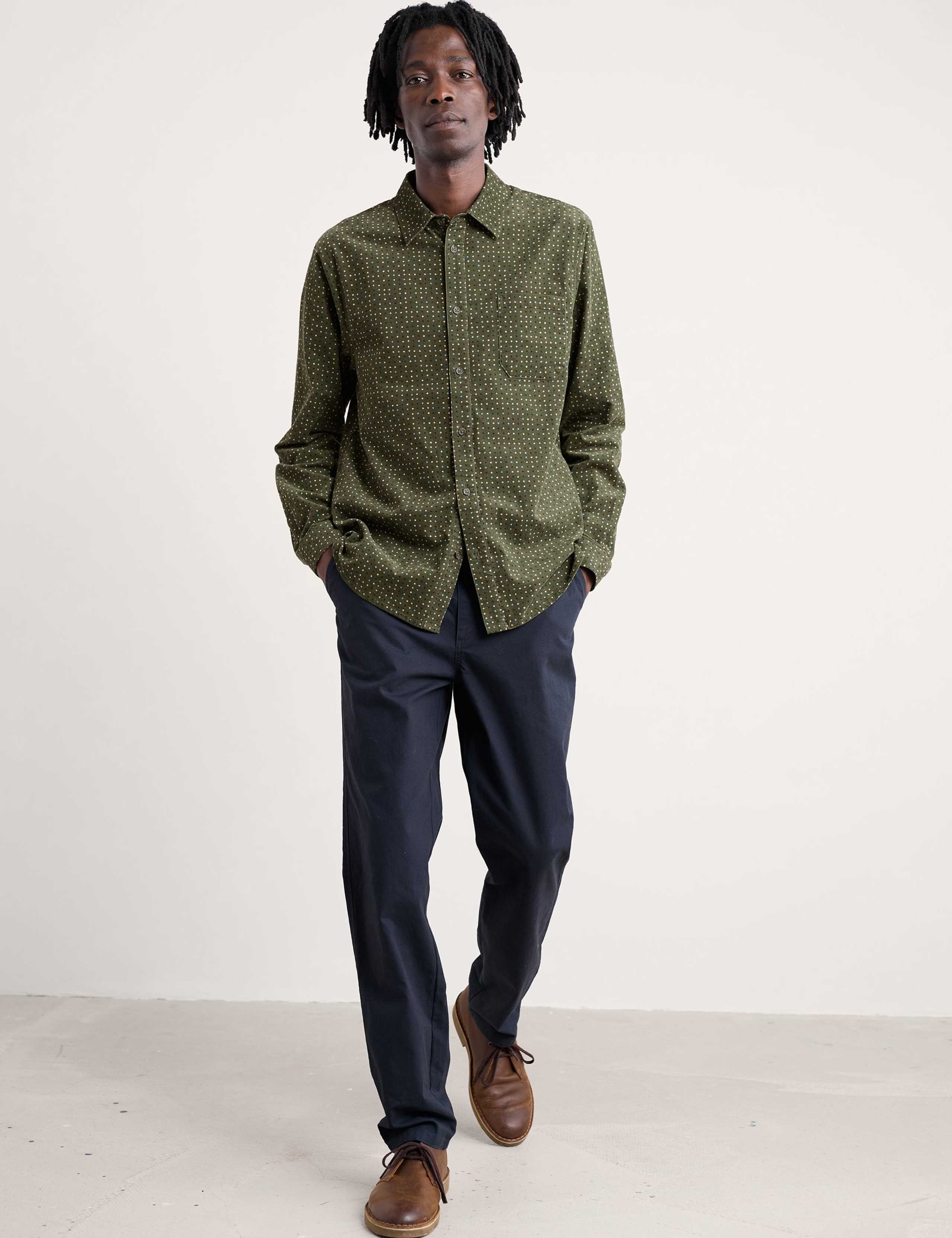 Regular Fit Pure Cotton Dot Print Shirt