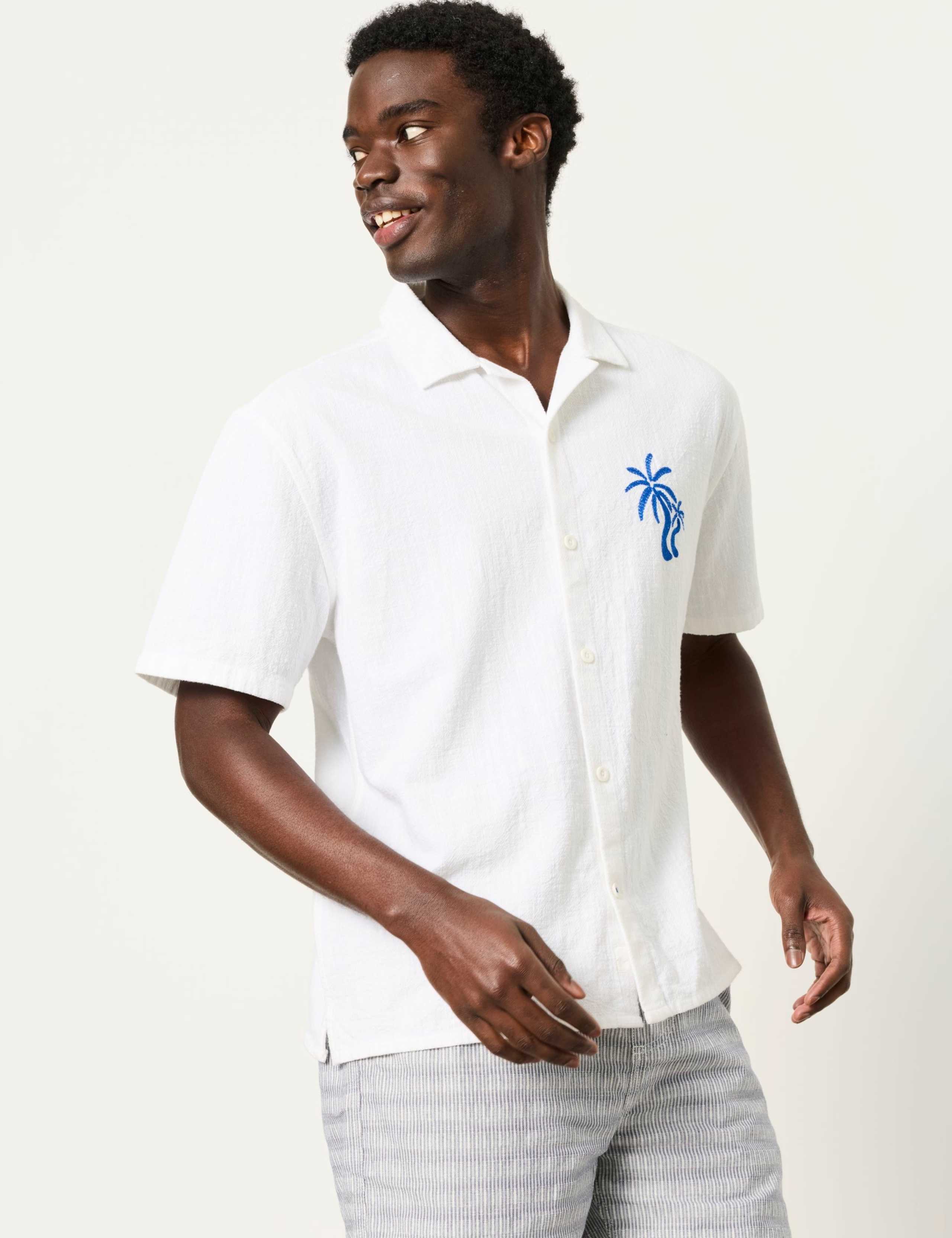 Pure Cotton Embroidered Palm Tree Shirt