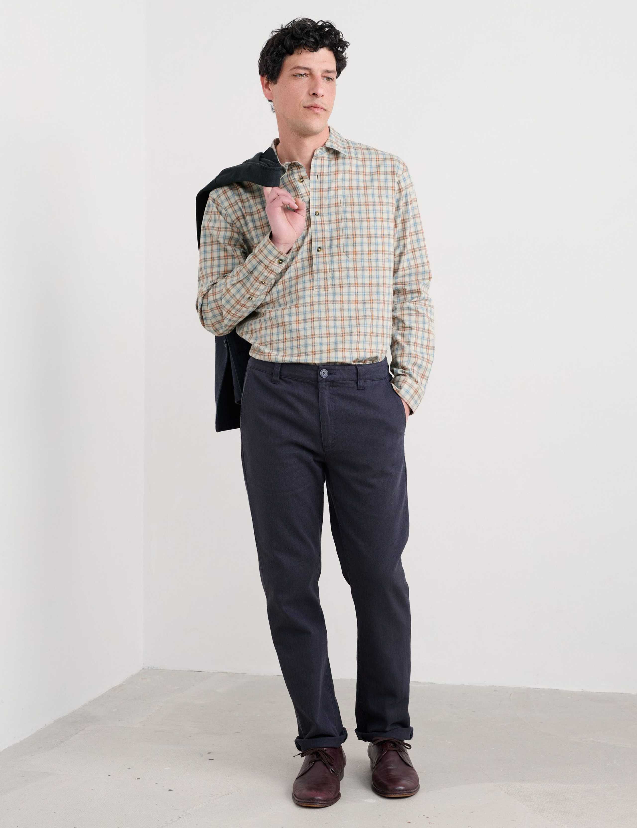 Slim Fit Cotton Linen Blend Trousers
