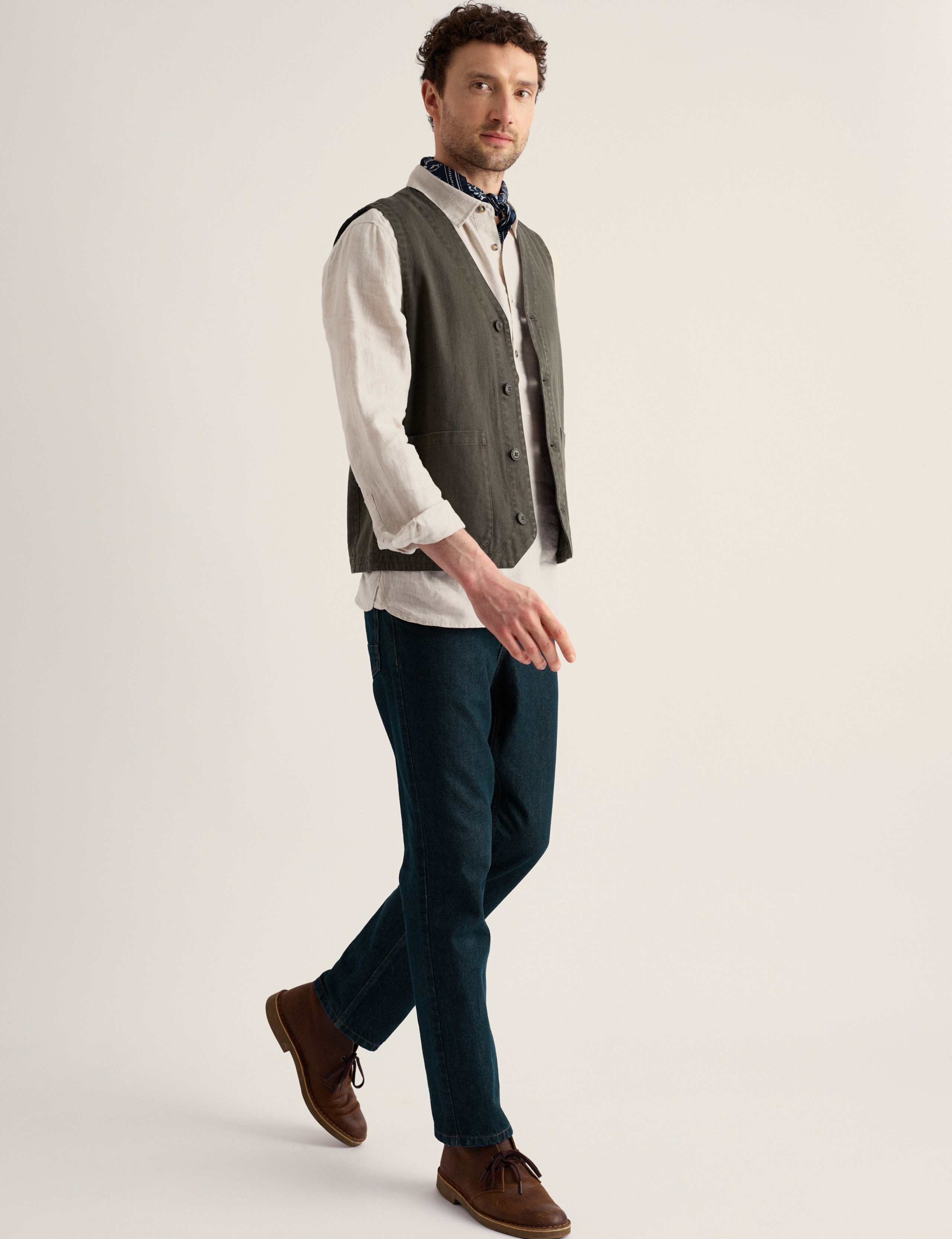 Linen Rich Herringbone Waistcoat