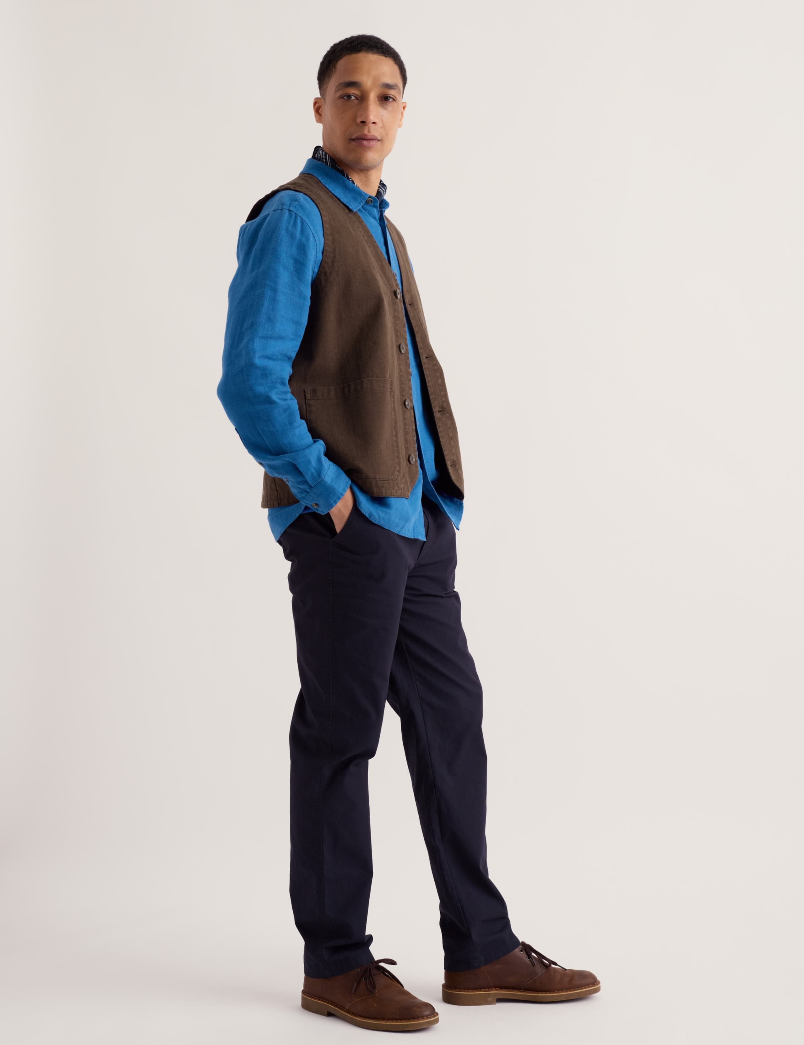 Linen Rich Herringbone Waistcoat