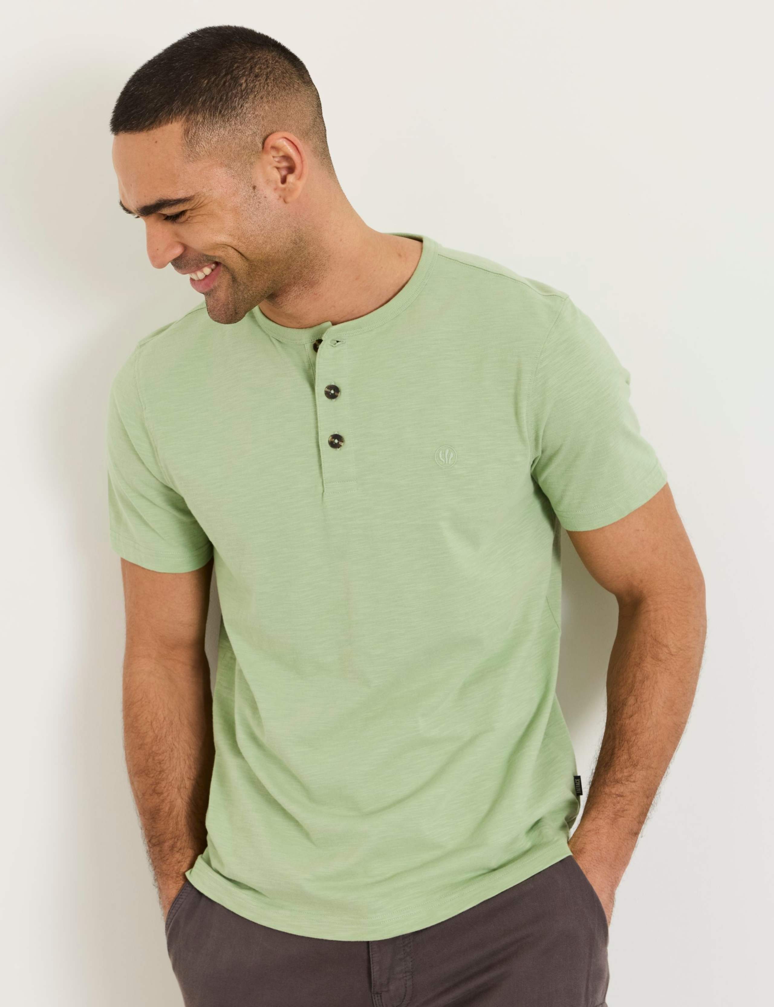 Pure Cotton Henley T-Shirt