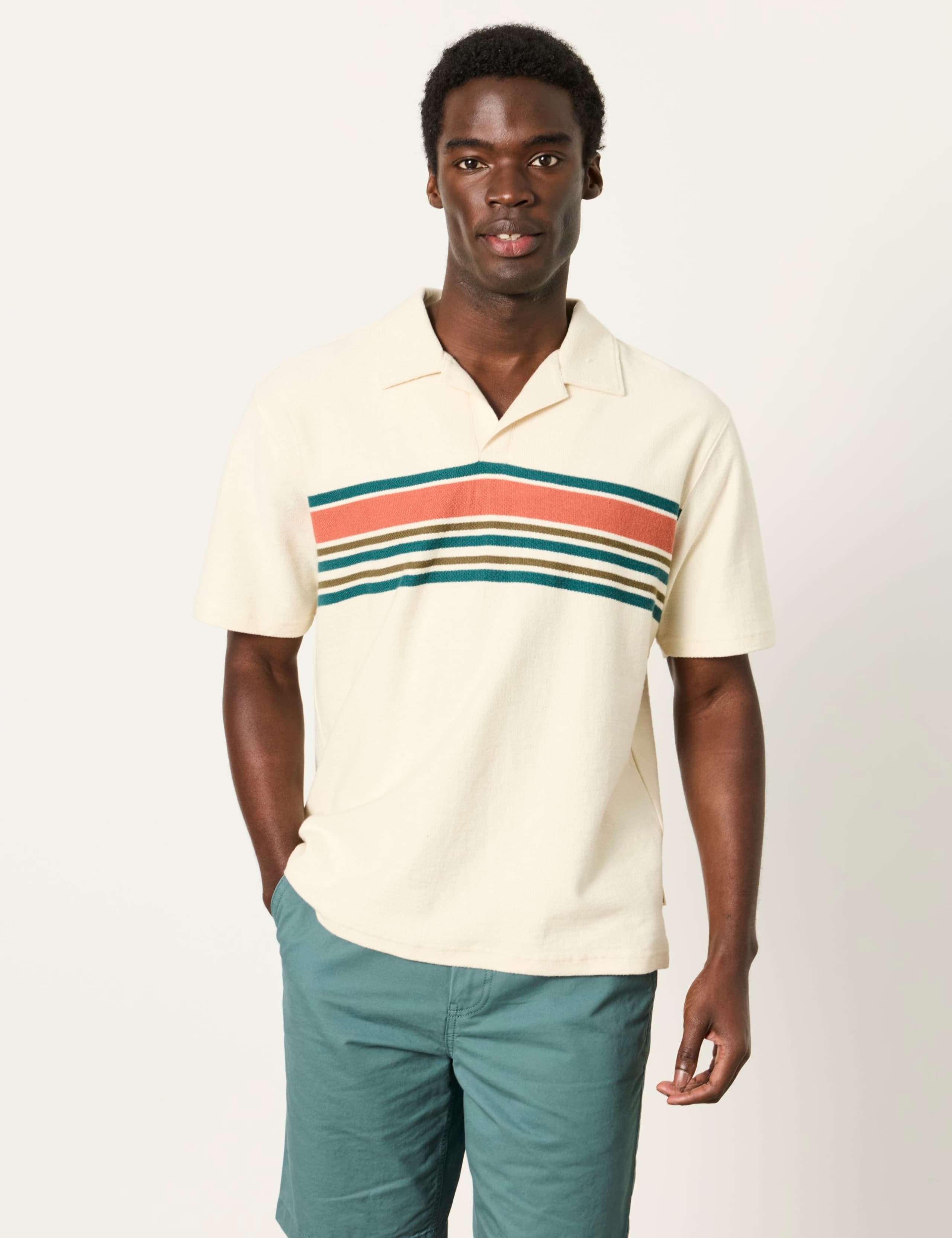 Pure Cotton Striped Polo Shirt