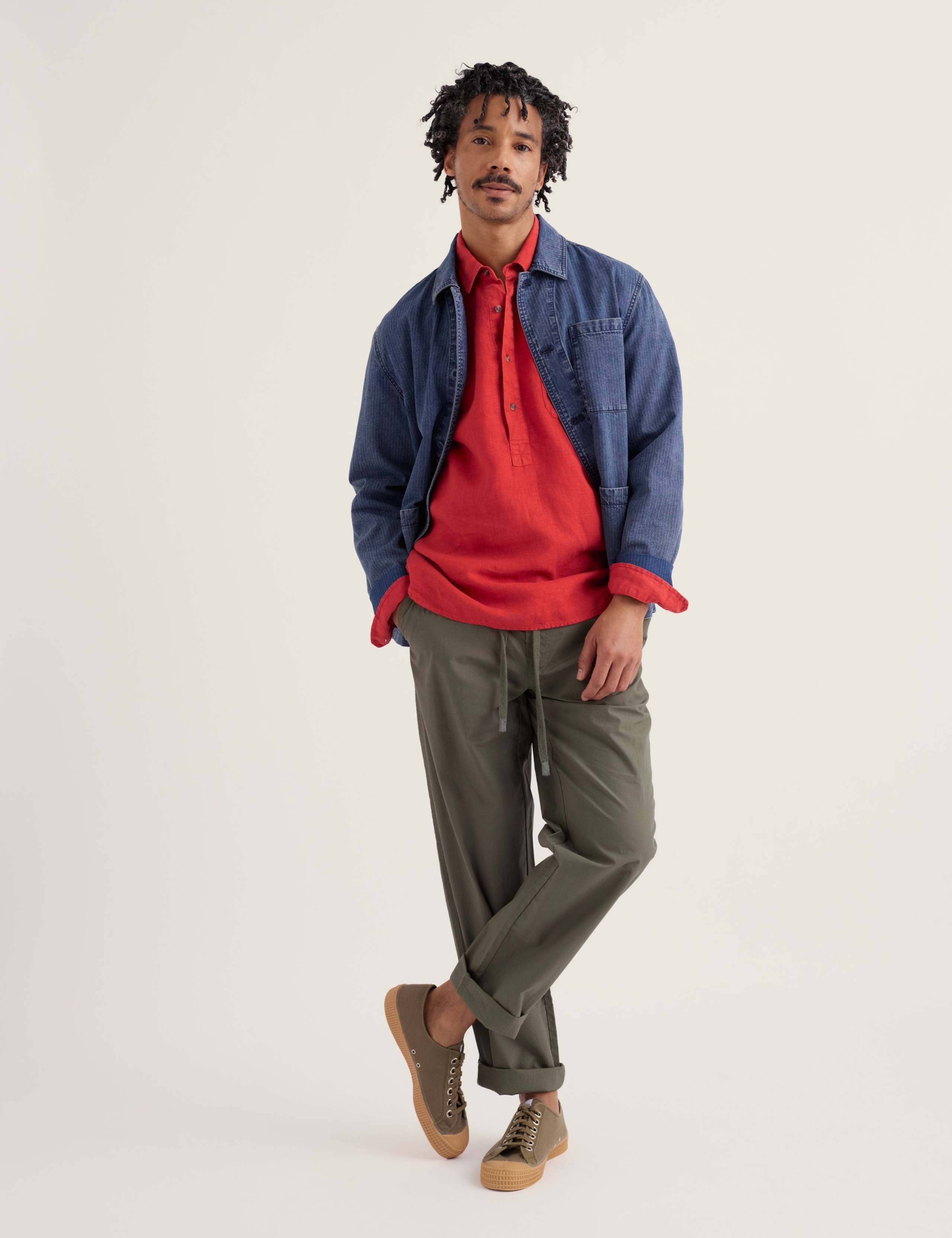 Tapered Fit Pure Cotton Lightweight Trousers