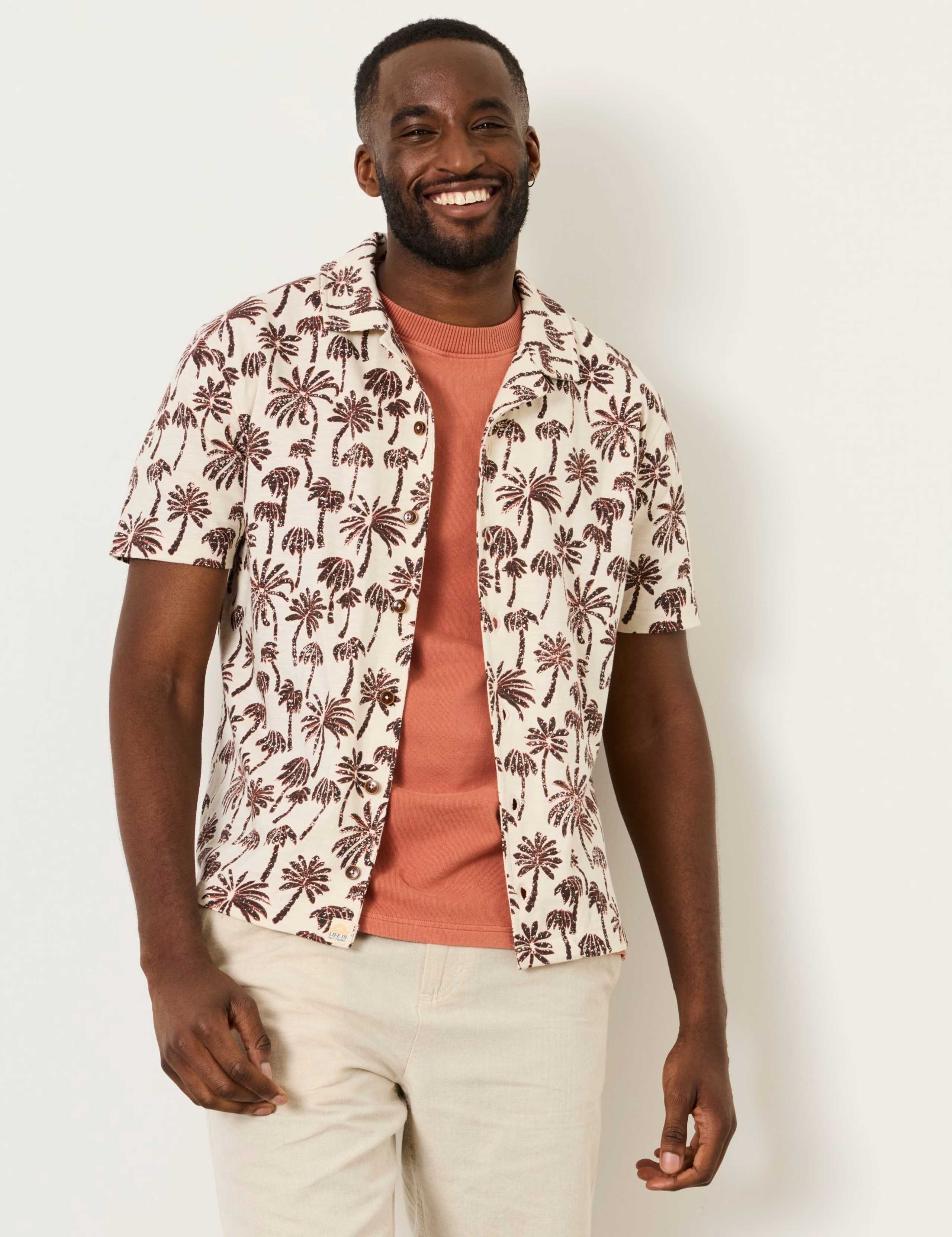 Regular Fit Pure Cotton Palm Print Shirt