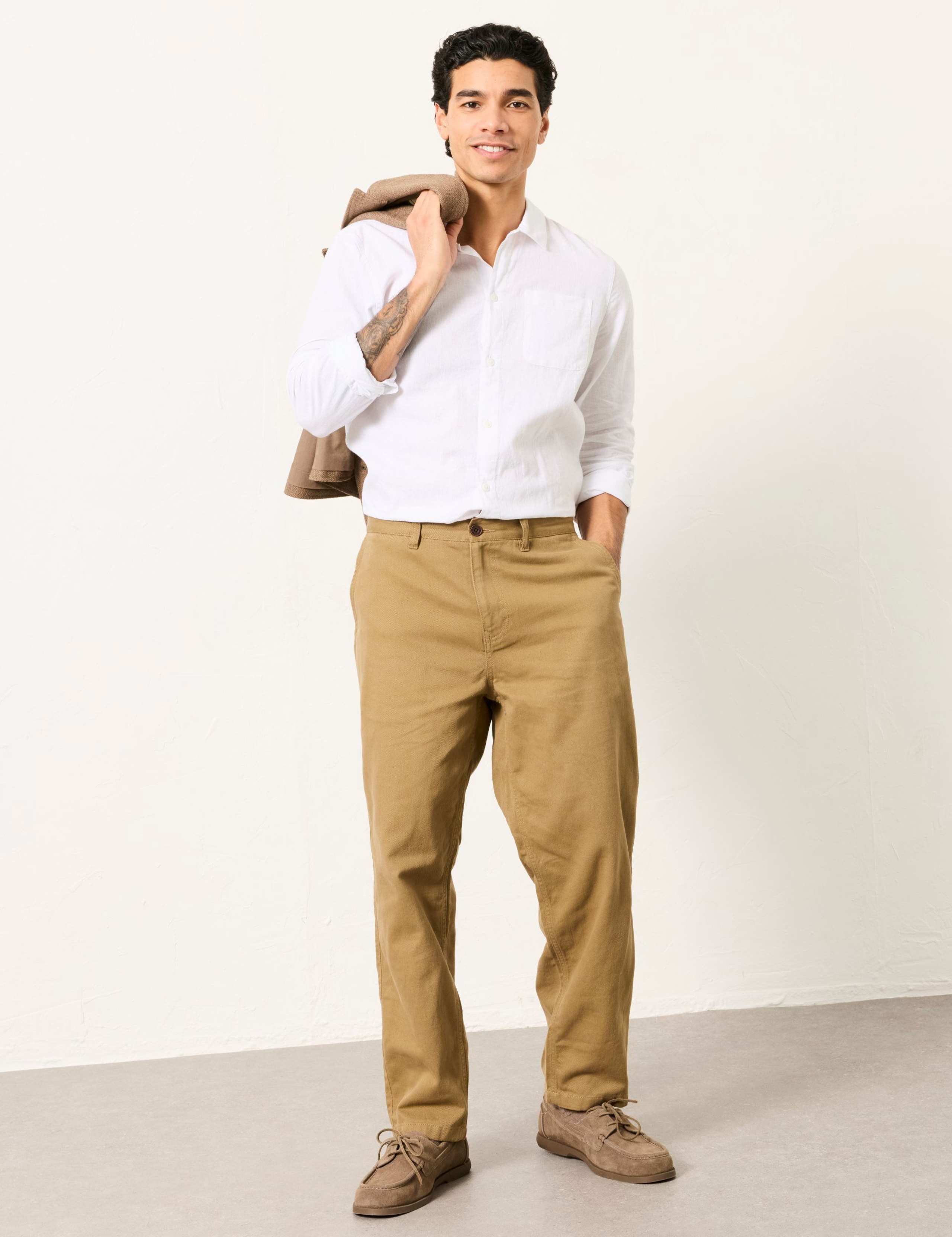Tapered Fit Pure Cotton Twill Trousers