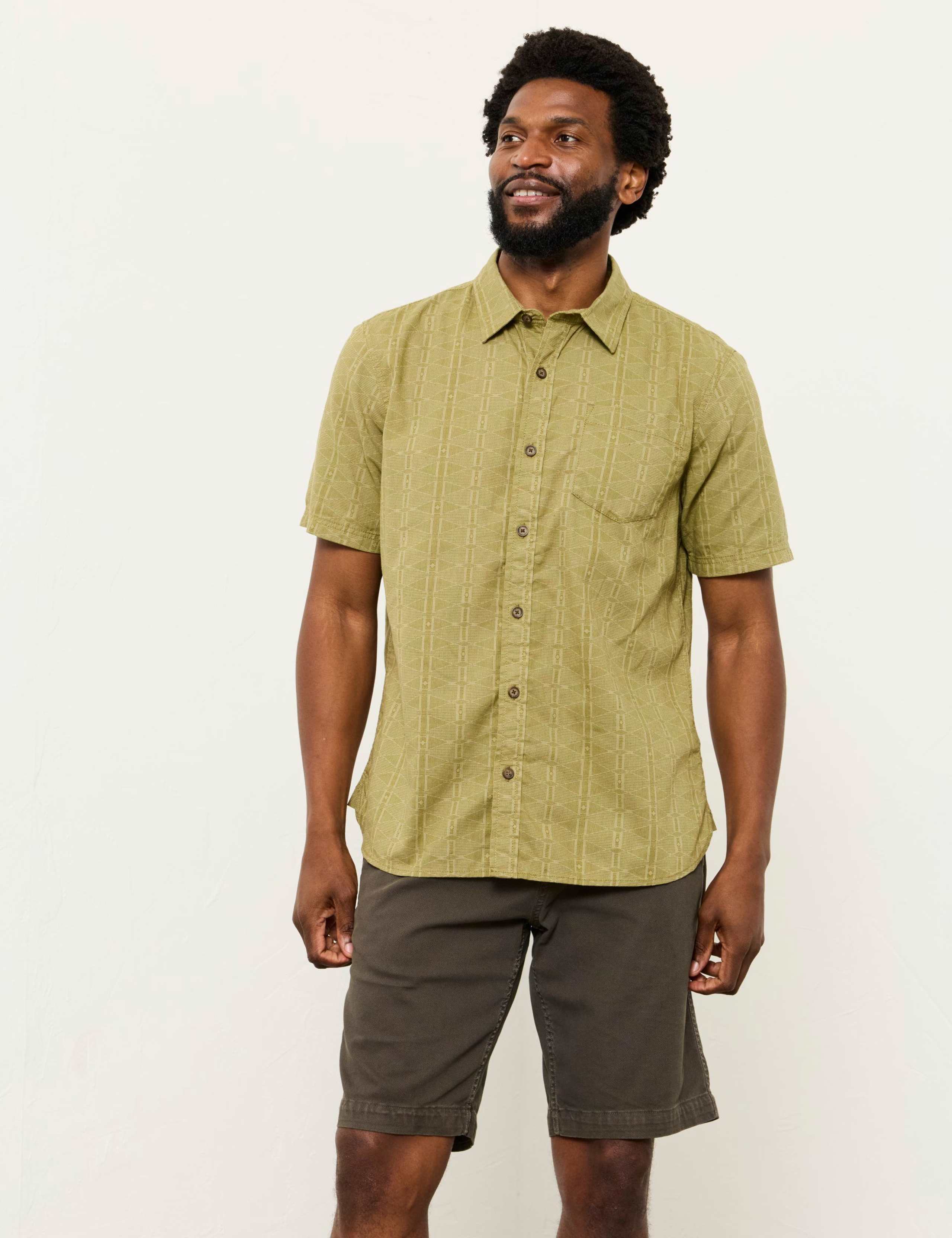 Regular Fit Linen Blend Short Sleeve Shirt