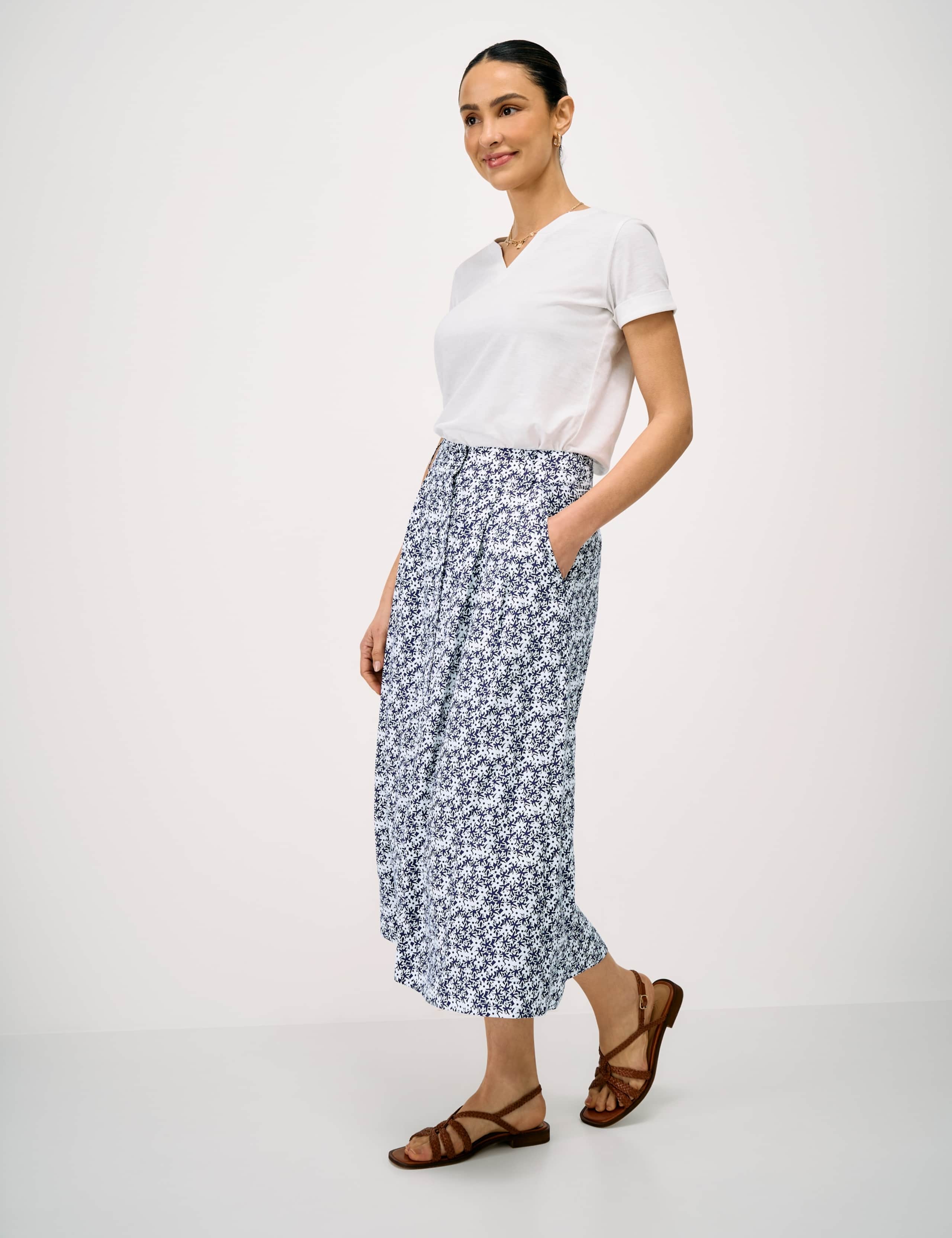 Floral Midi A-Line Skirt