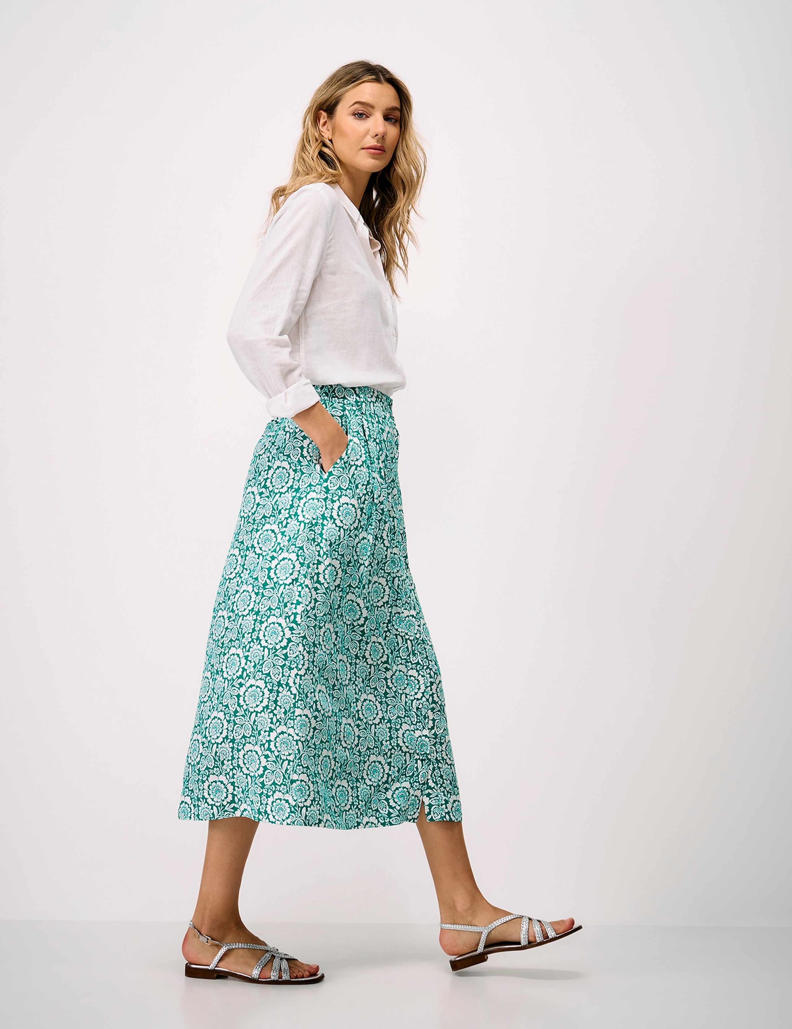Floral Midi A-Line Skirt