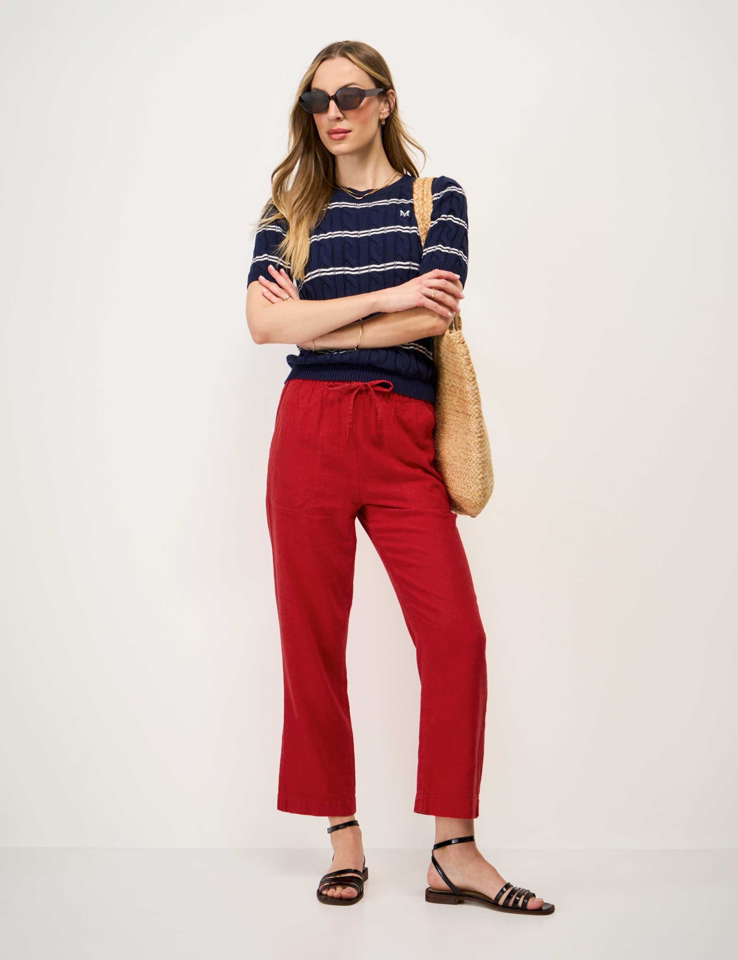 Linen Rich Drawstring Tapered Trousers