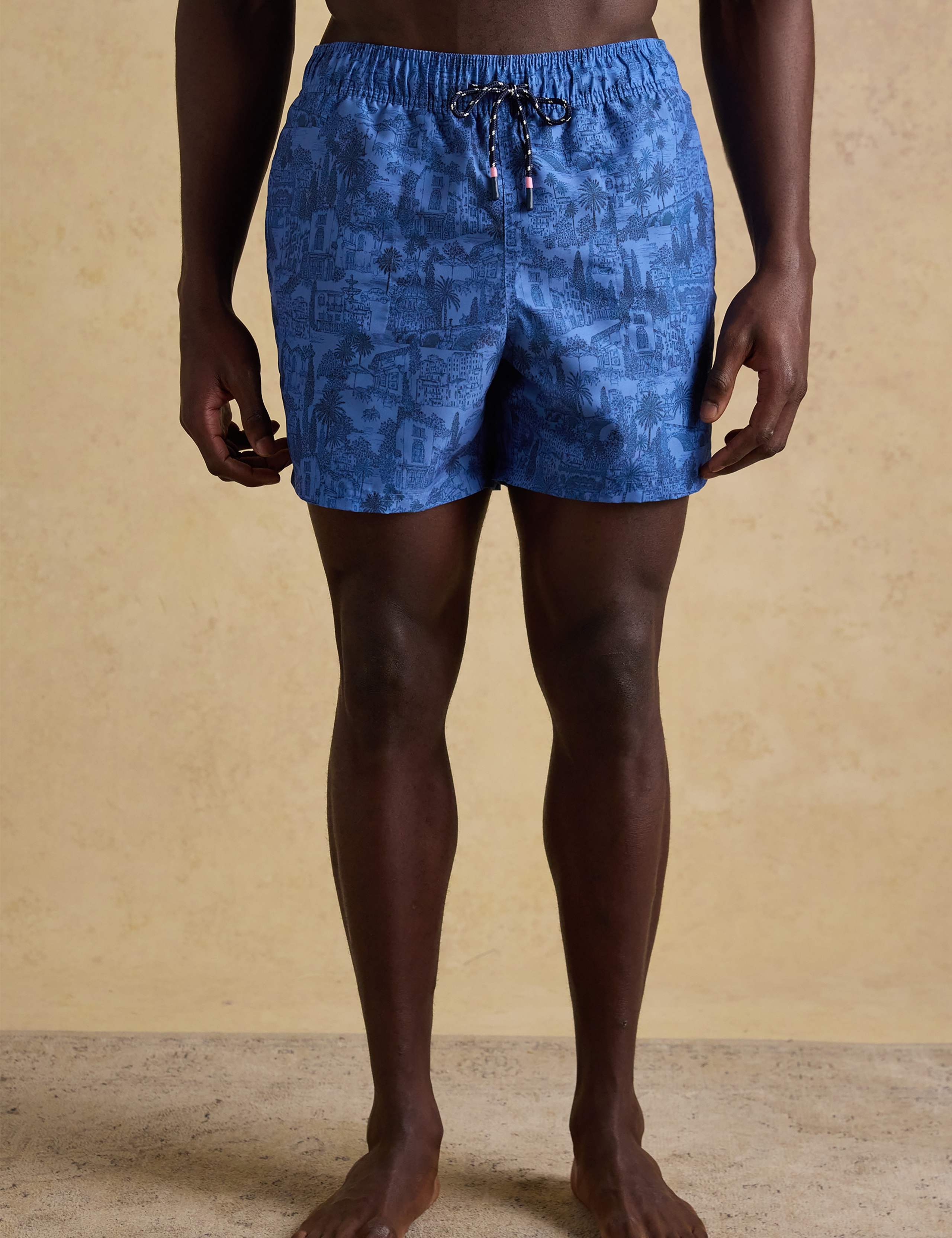 Quick Dry Pocketed Printed Swim Shorts