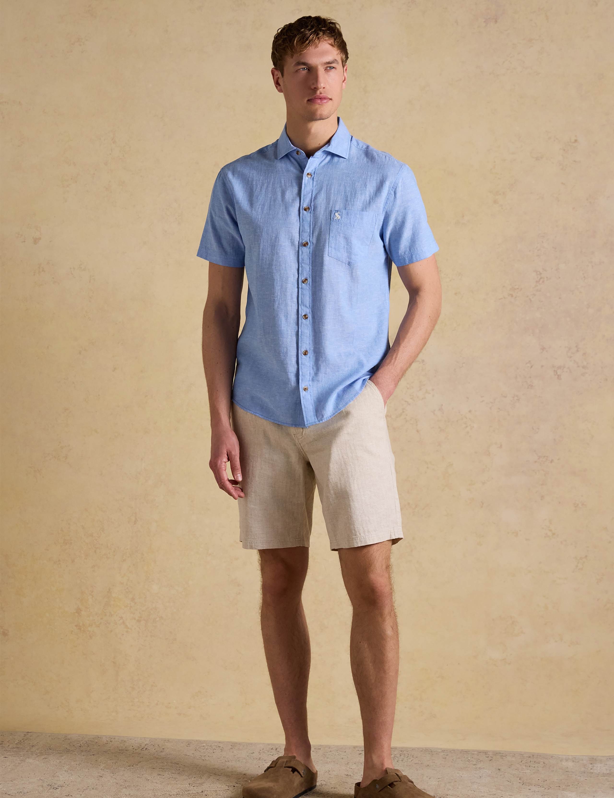Cotton Linen Blend Short Sleeve Shirt