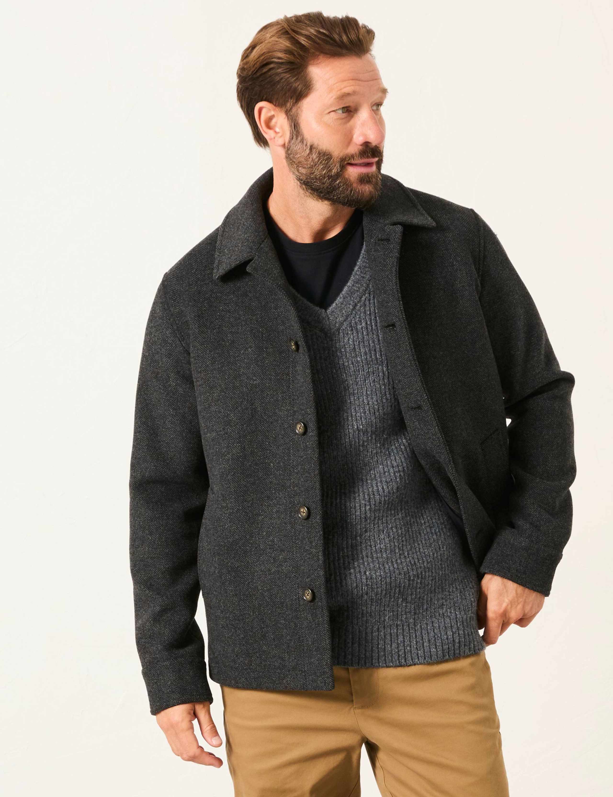 Wool Blend Button Through Smart Jacket
