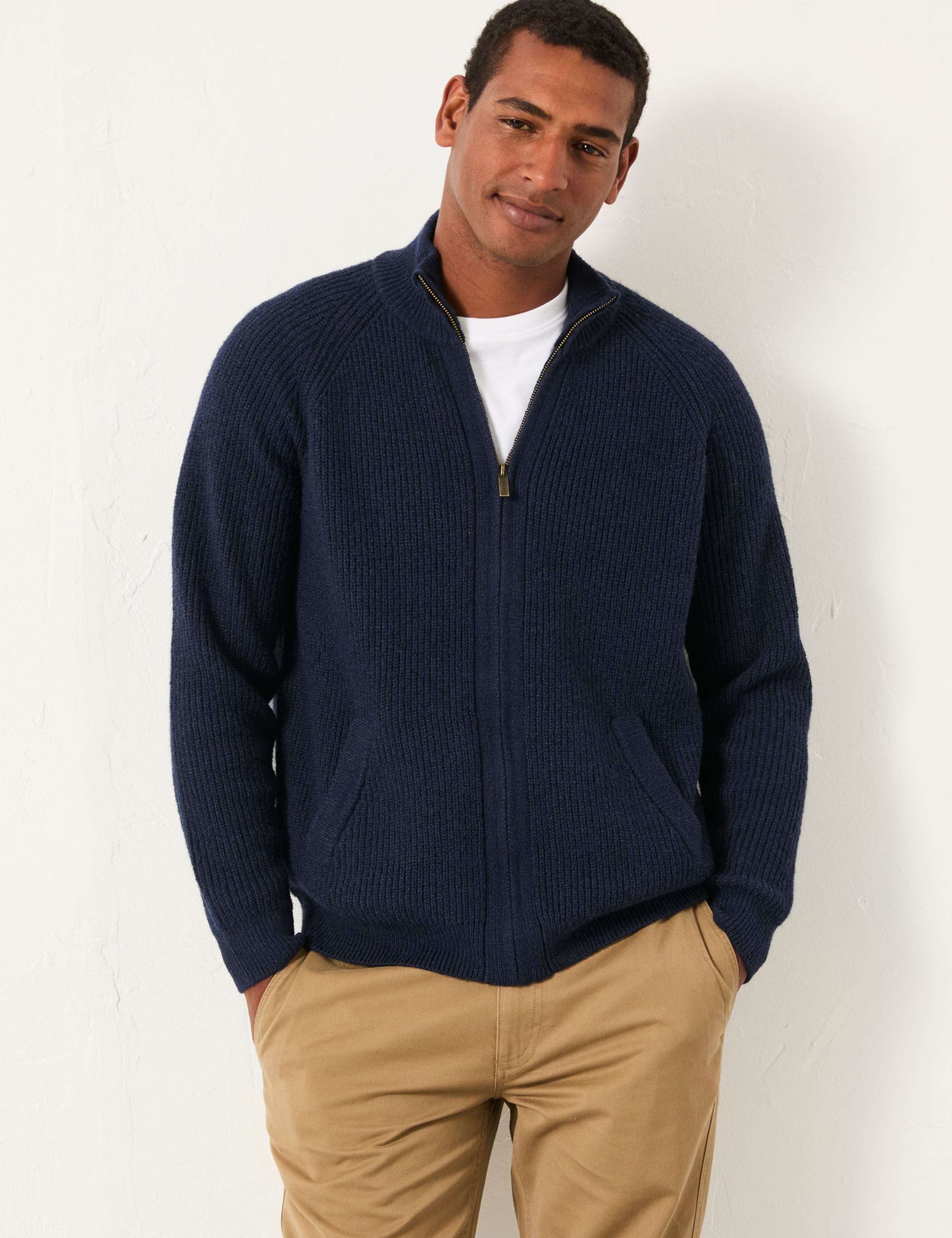 Cotton Rich Funnel Neck Zip Up Jumper