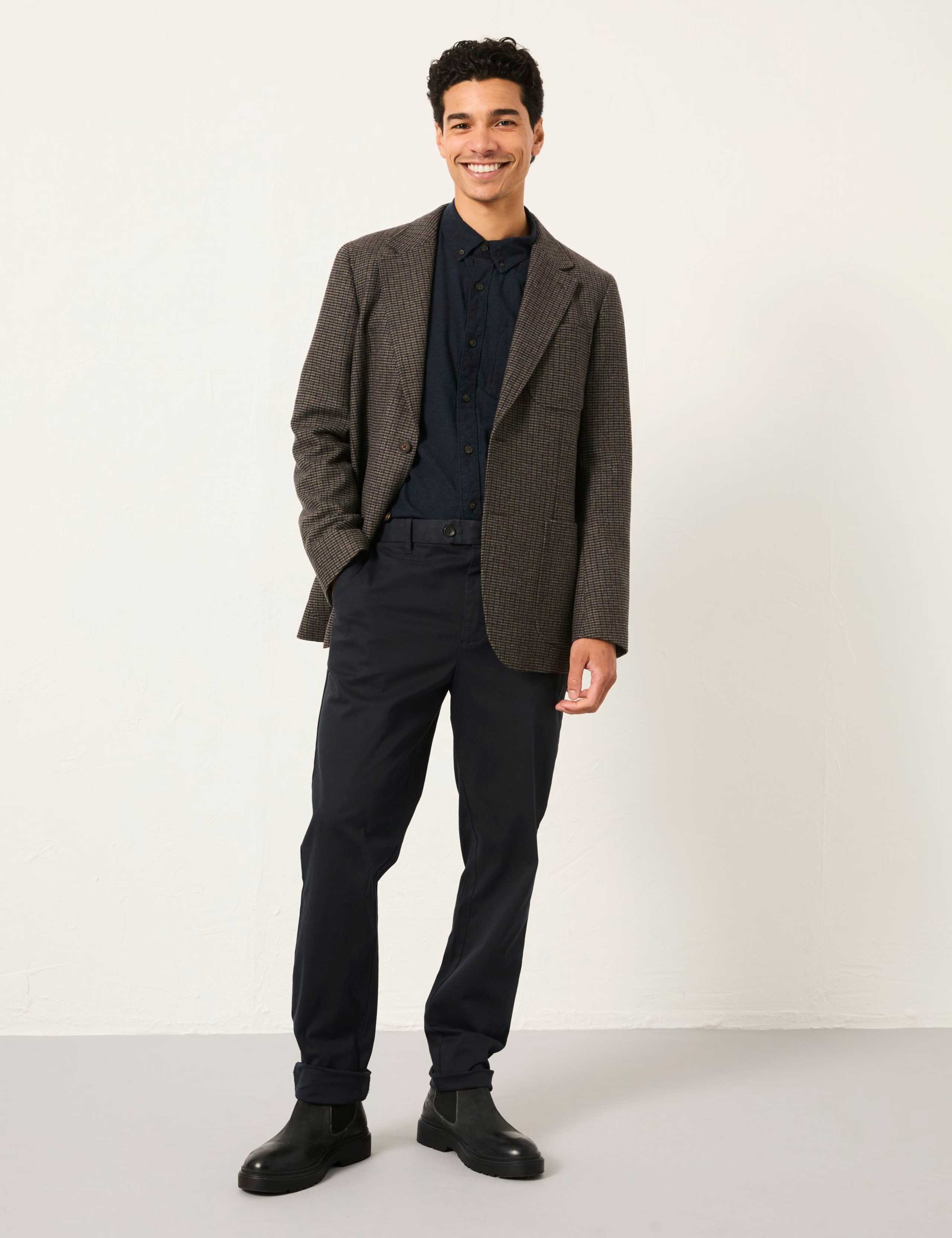 Wool Blend Check Blazer