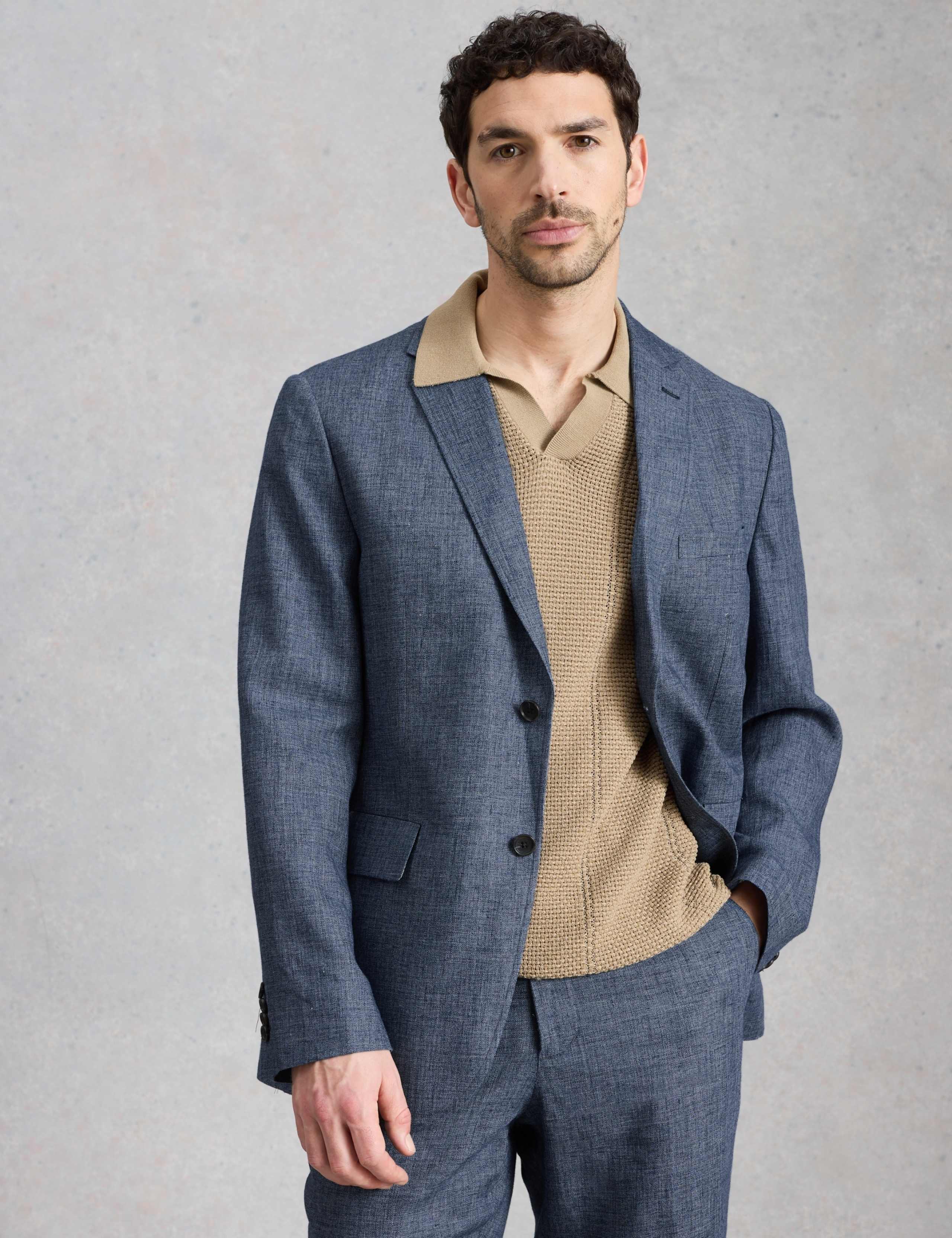 Tailored Fit Linen Cotton Blend Blazer