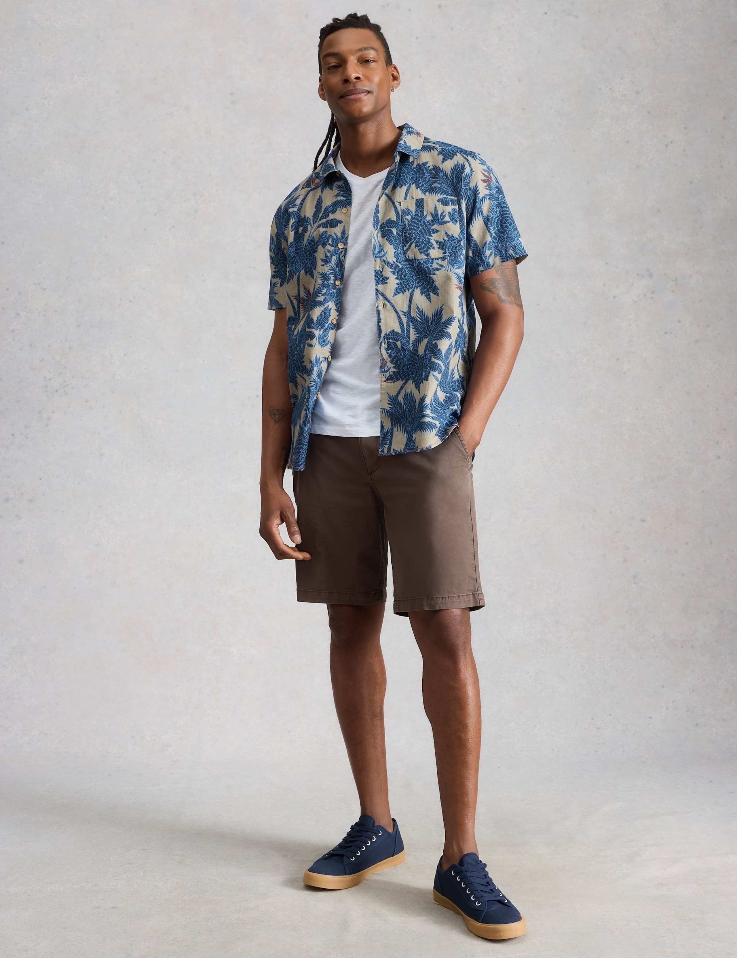 Pure Cotton Palm Print Short Sleeve Shirt