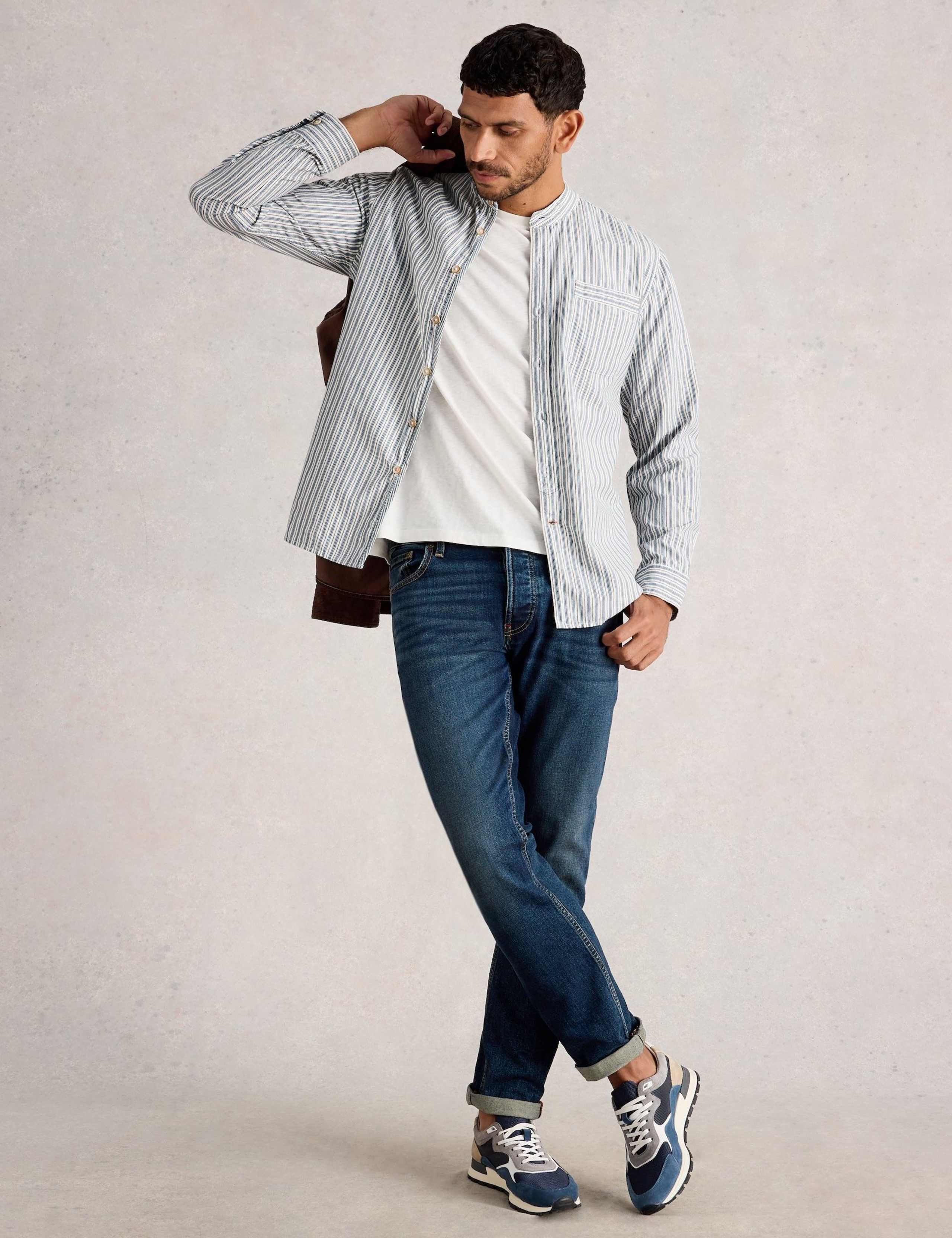 Grandad Collar Stripe Shirt