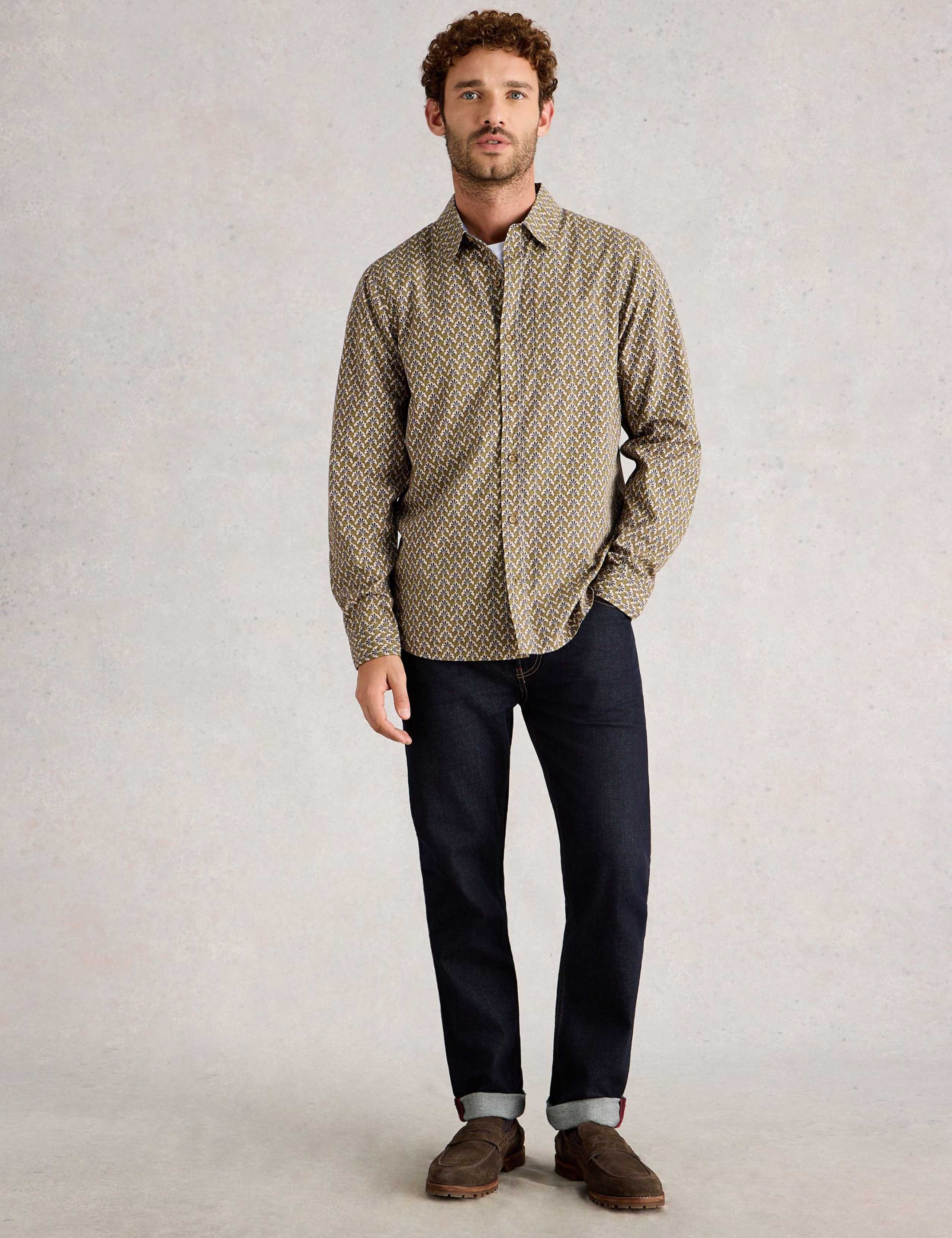 Regular Fit Pure Cotton Fan Print Shirt