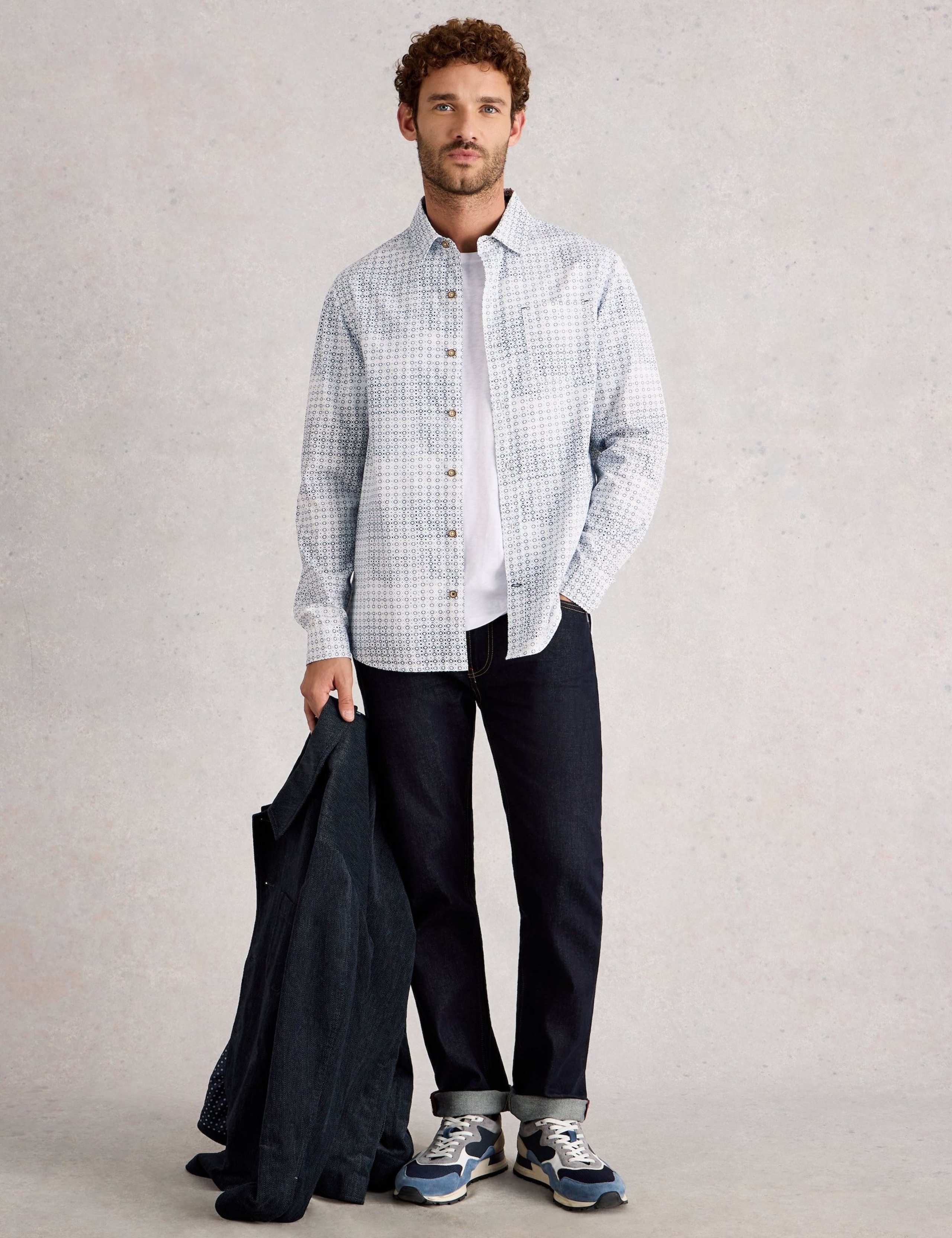 Regular Fit Pure Cotton Geometric Print Shirt