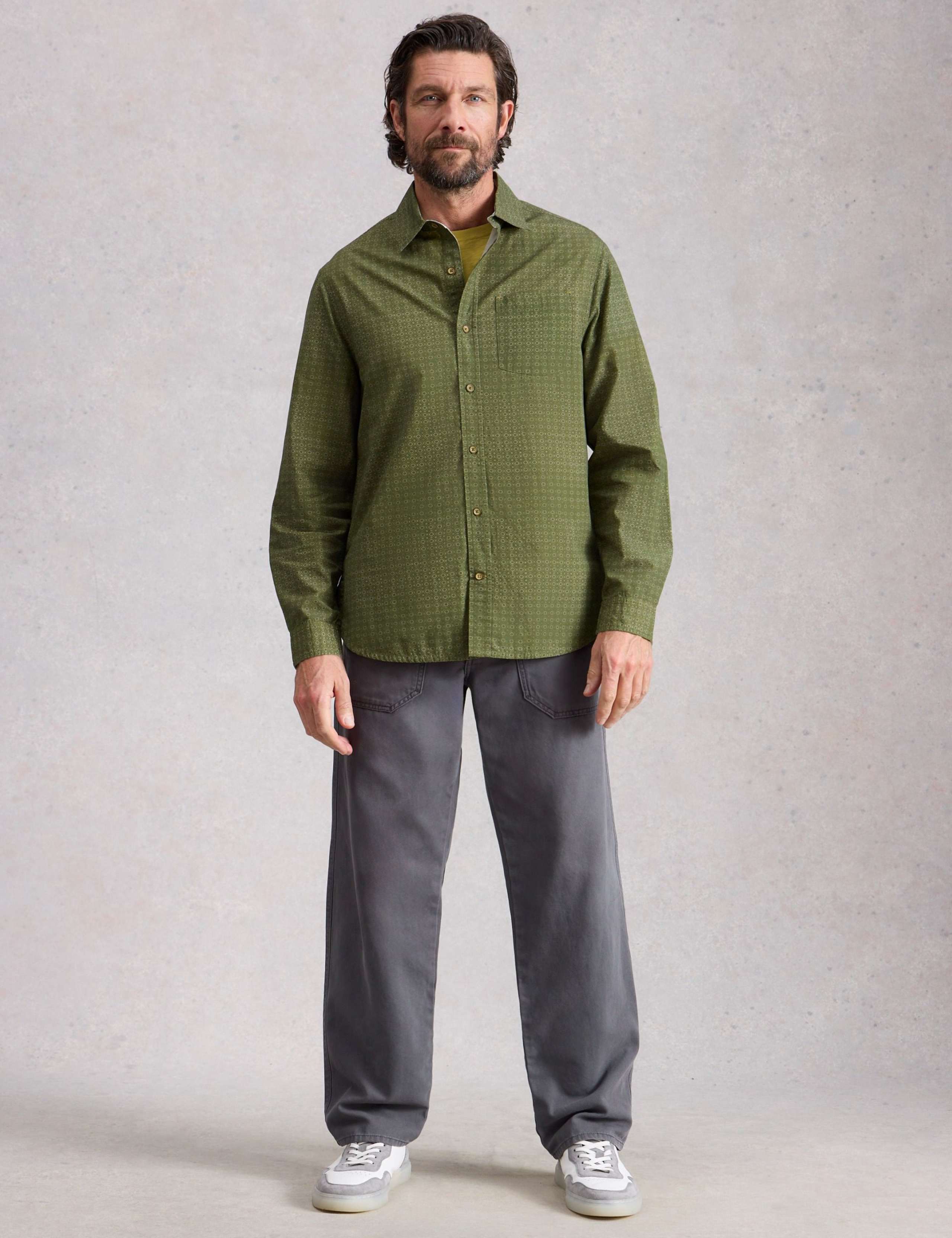 Regular Fit Pure Cotton Geometric Print Shirt