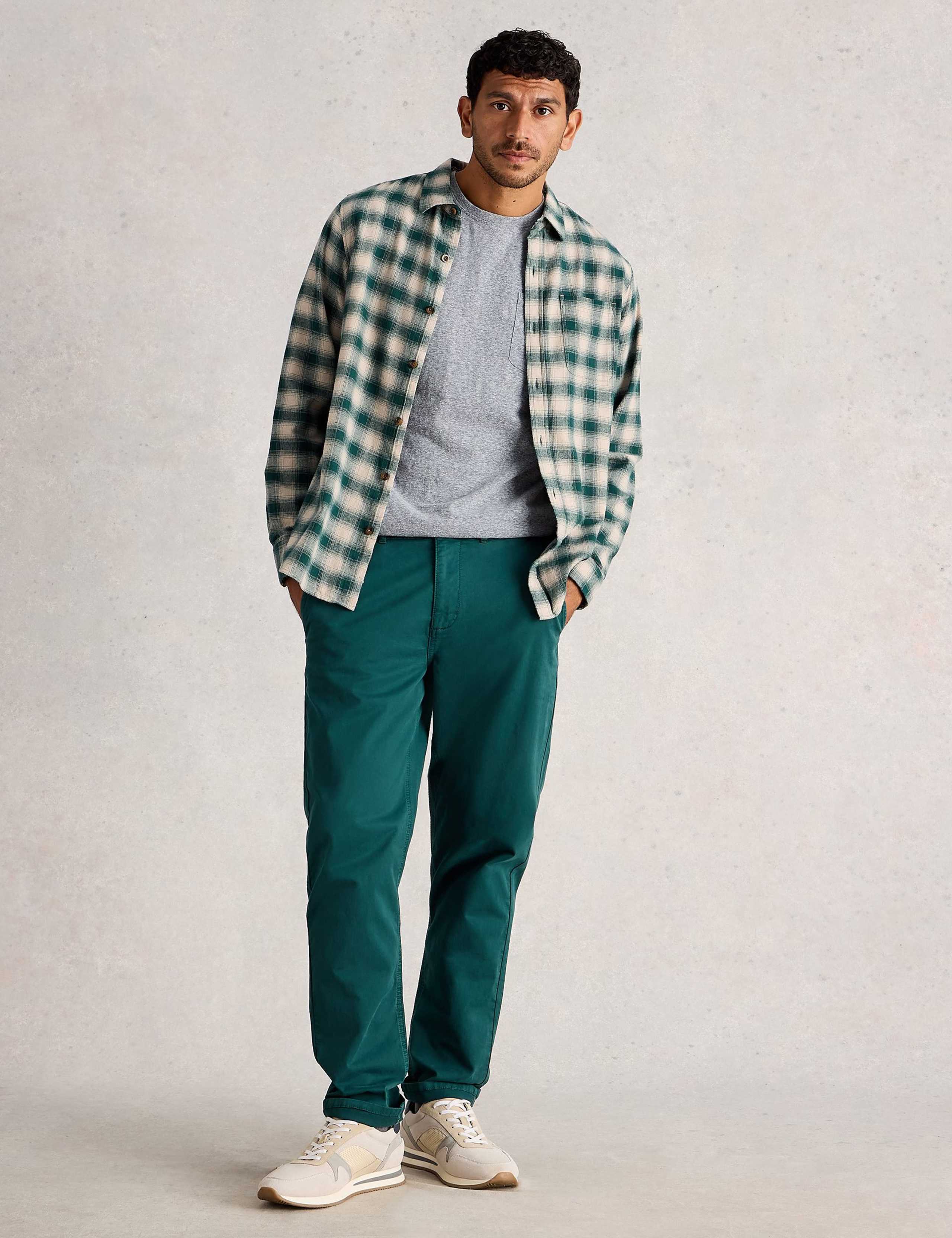 Regular Fit Pure Cotton Checked Overshirt