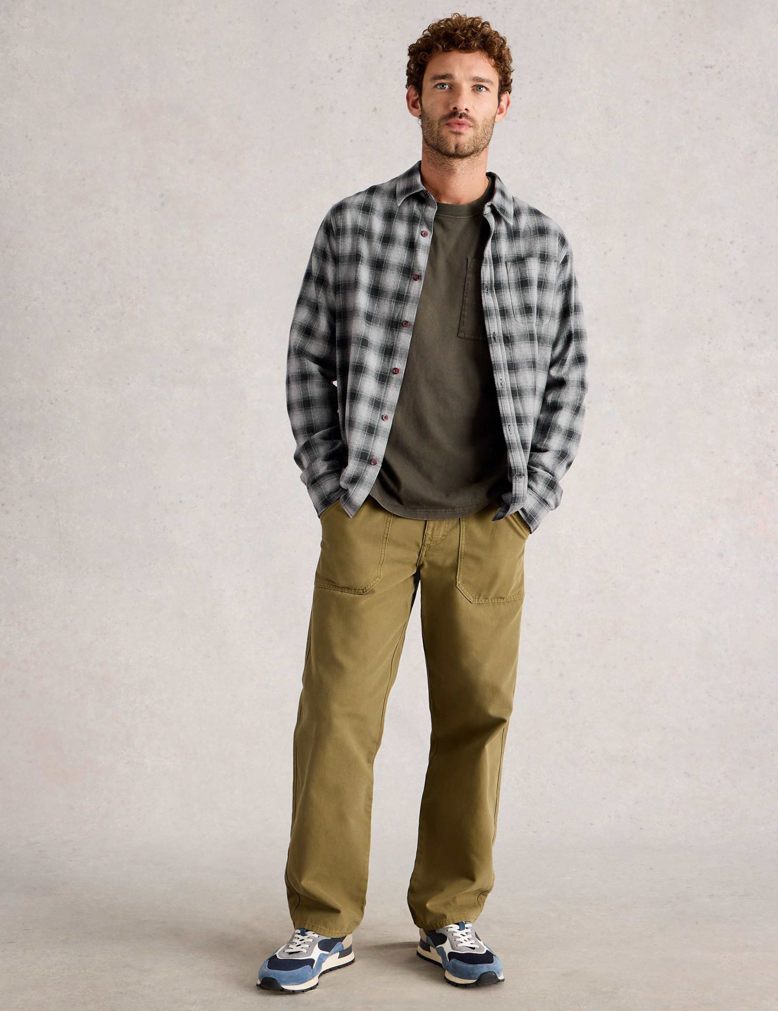 Regular Fit Pure Cotton Checked Overshirt