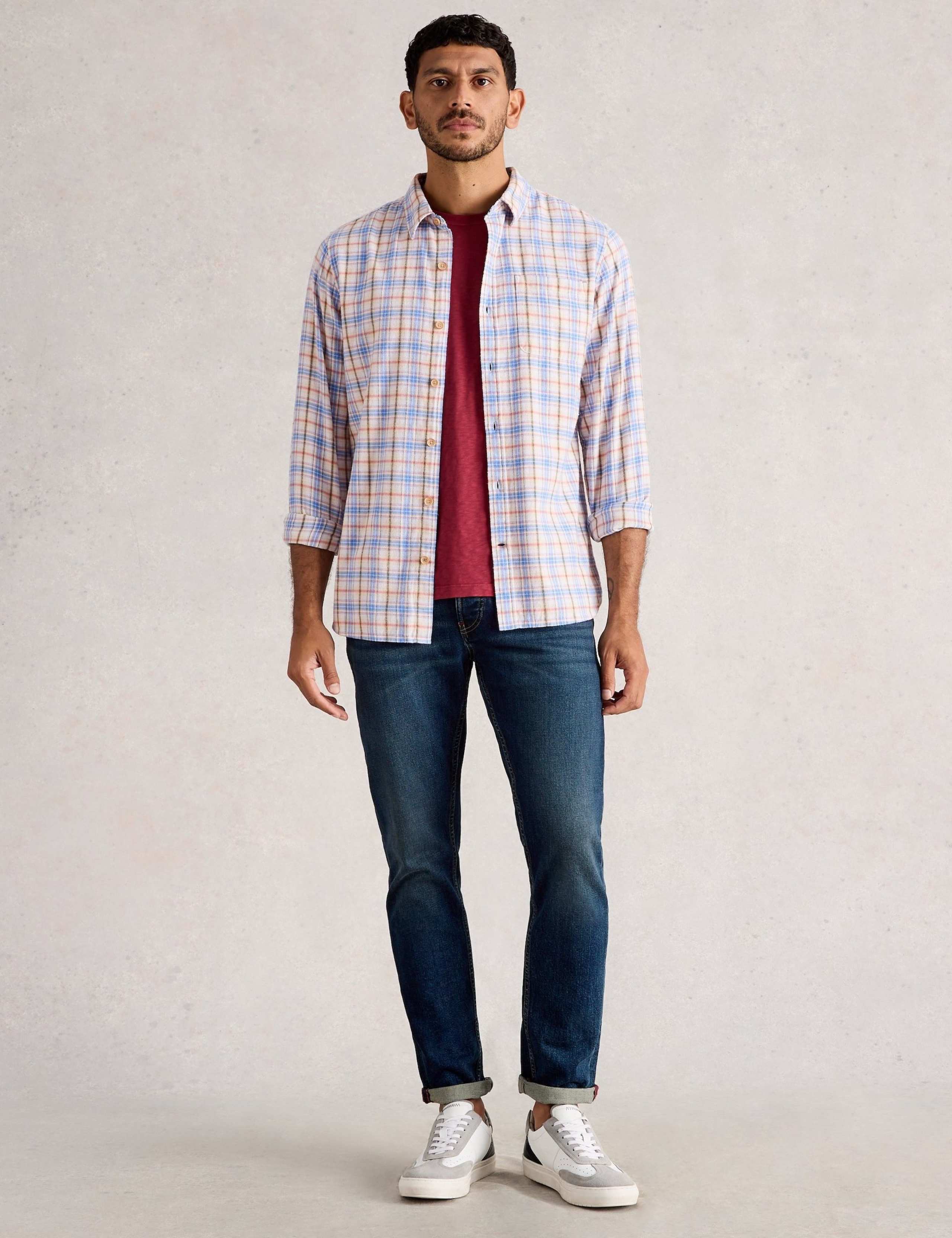 Regular Fit Pure Cotton Multi Check Shirt