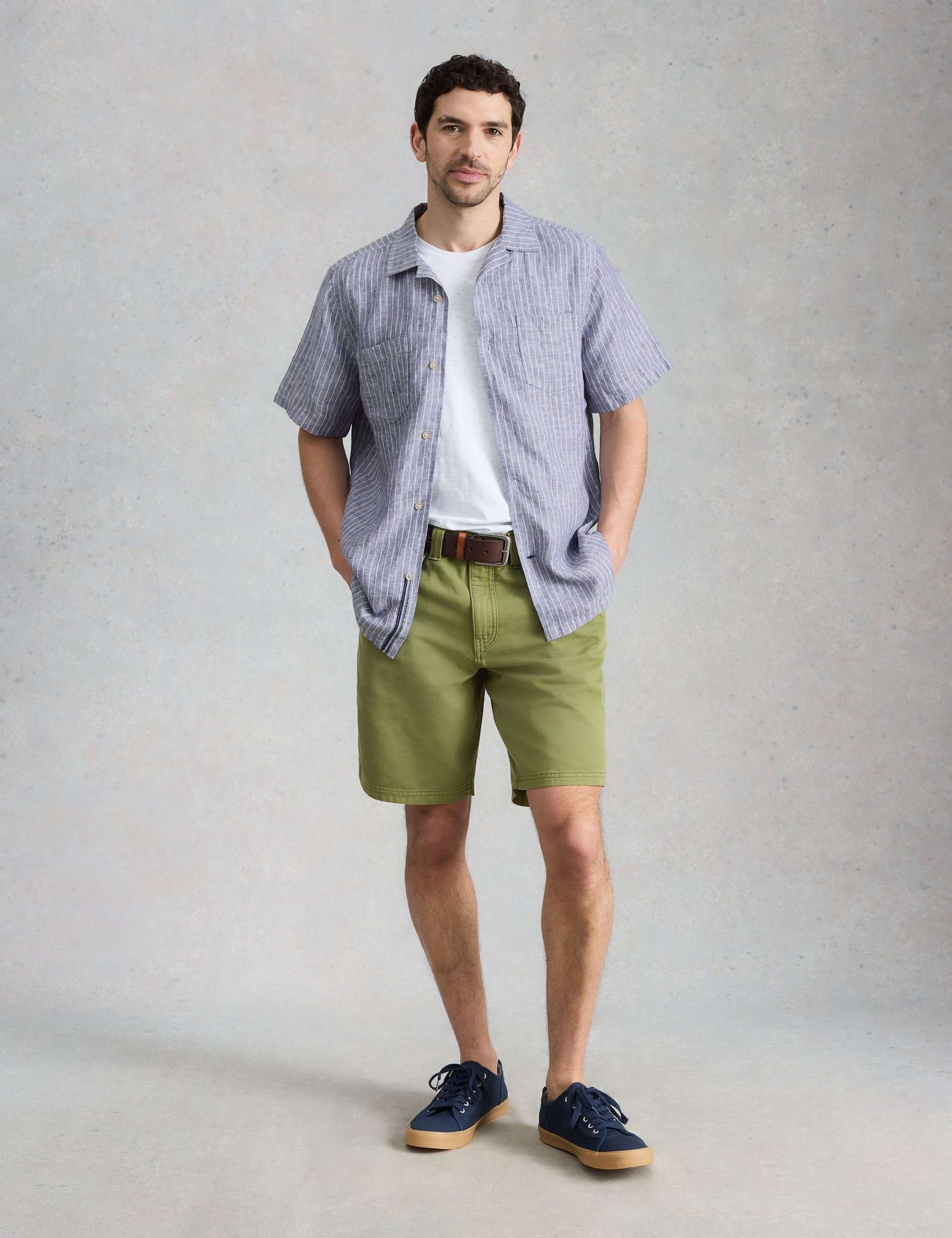 Pure Linen Striped Short Sleeve Shirt