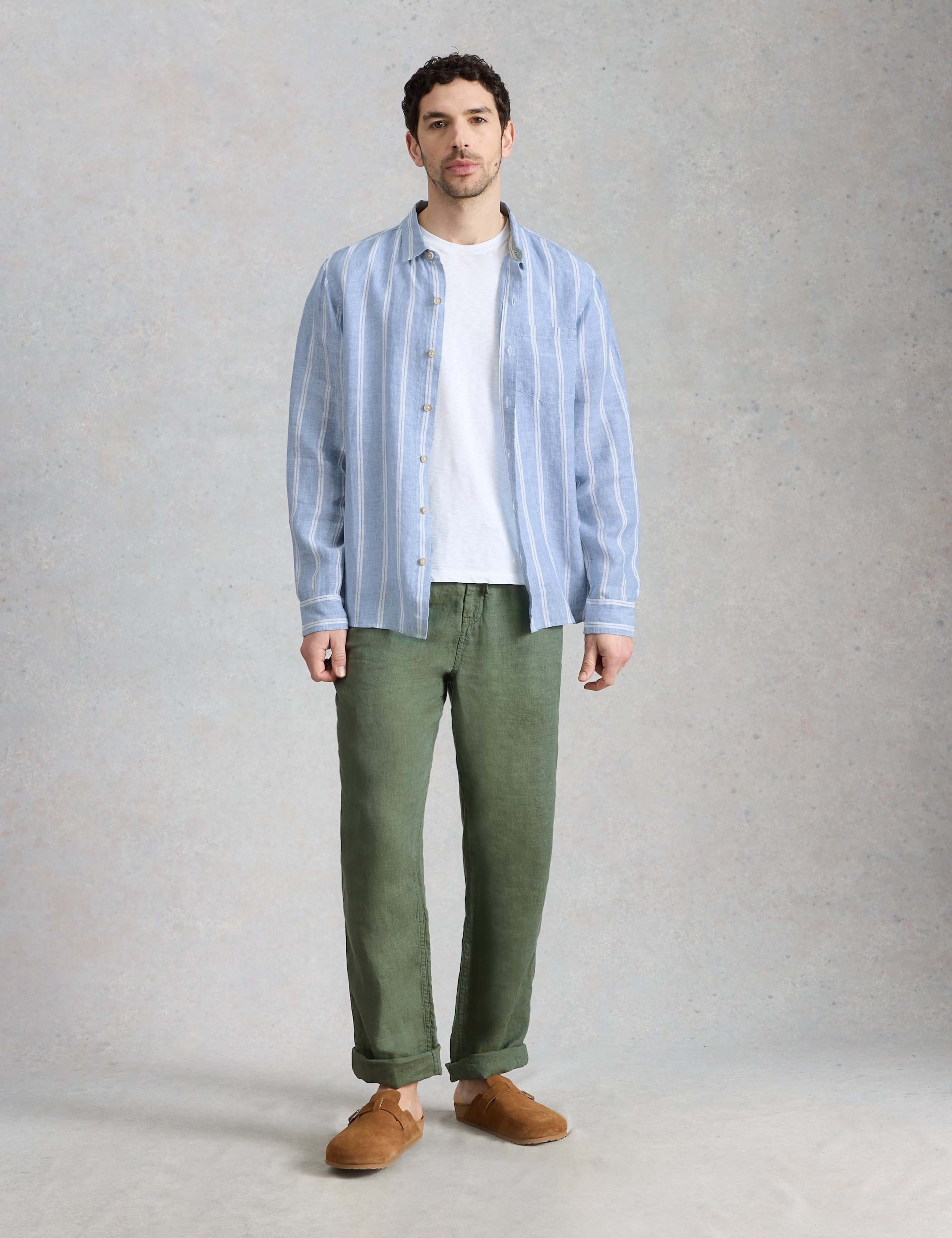 Regular Fit Pure Linen Striped Shirt