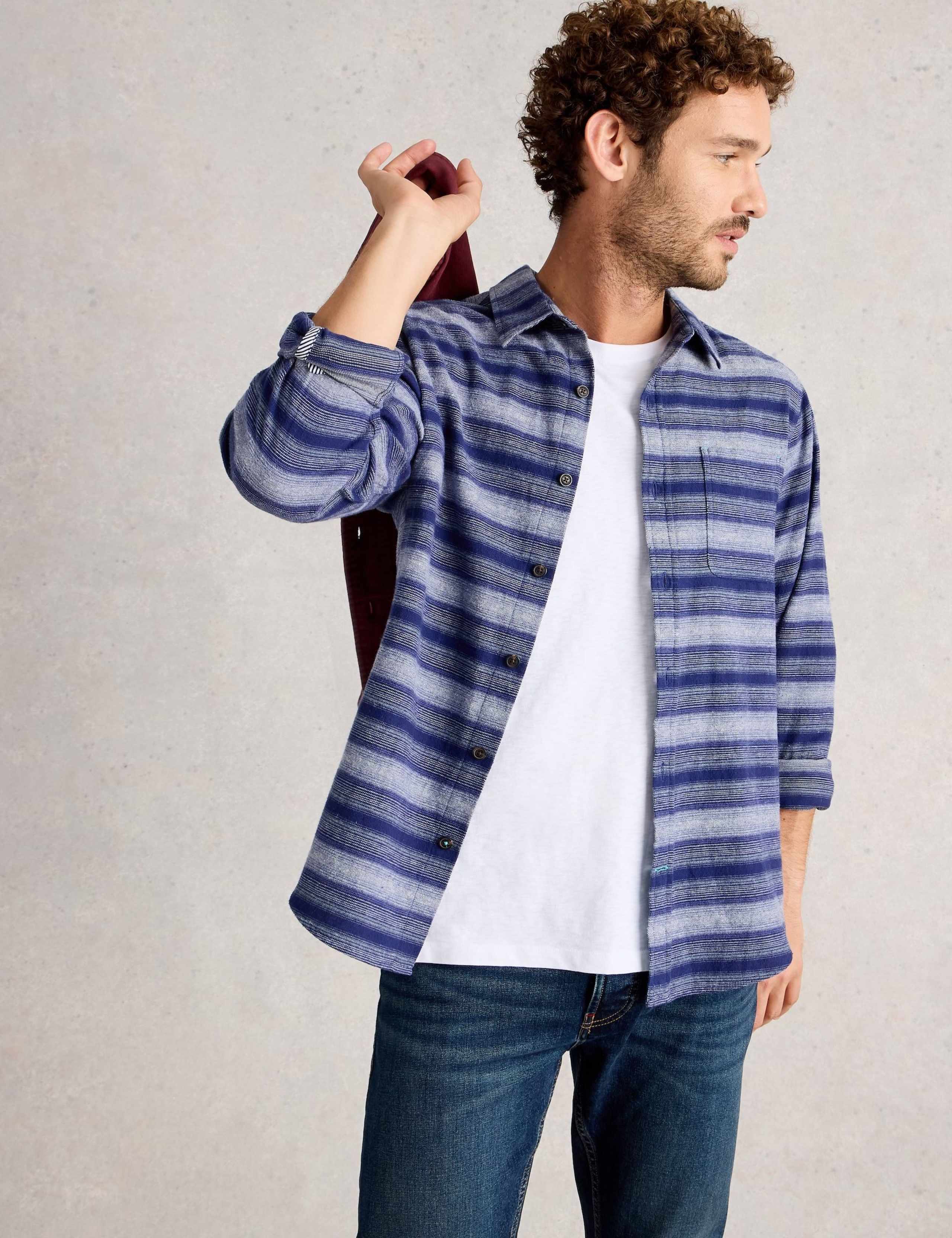 Regular Fit Pure Cotton Striped Overshirt