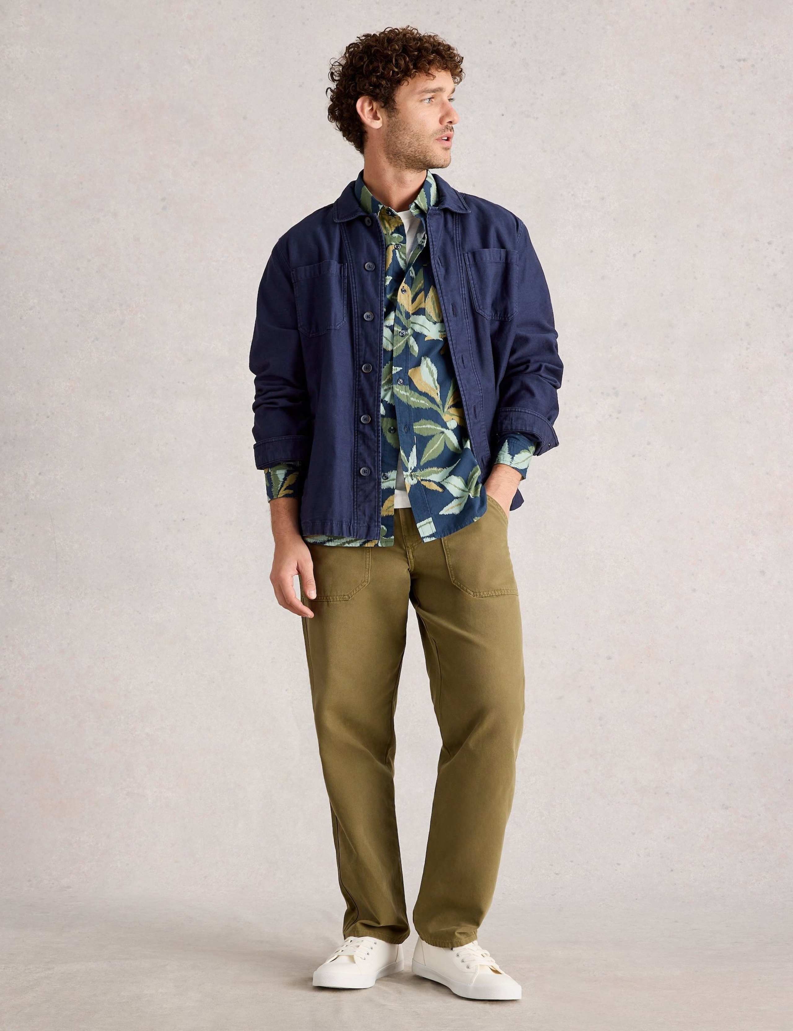 Regular Fit Pure Cotton Leaf Print Shirt