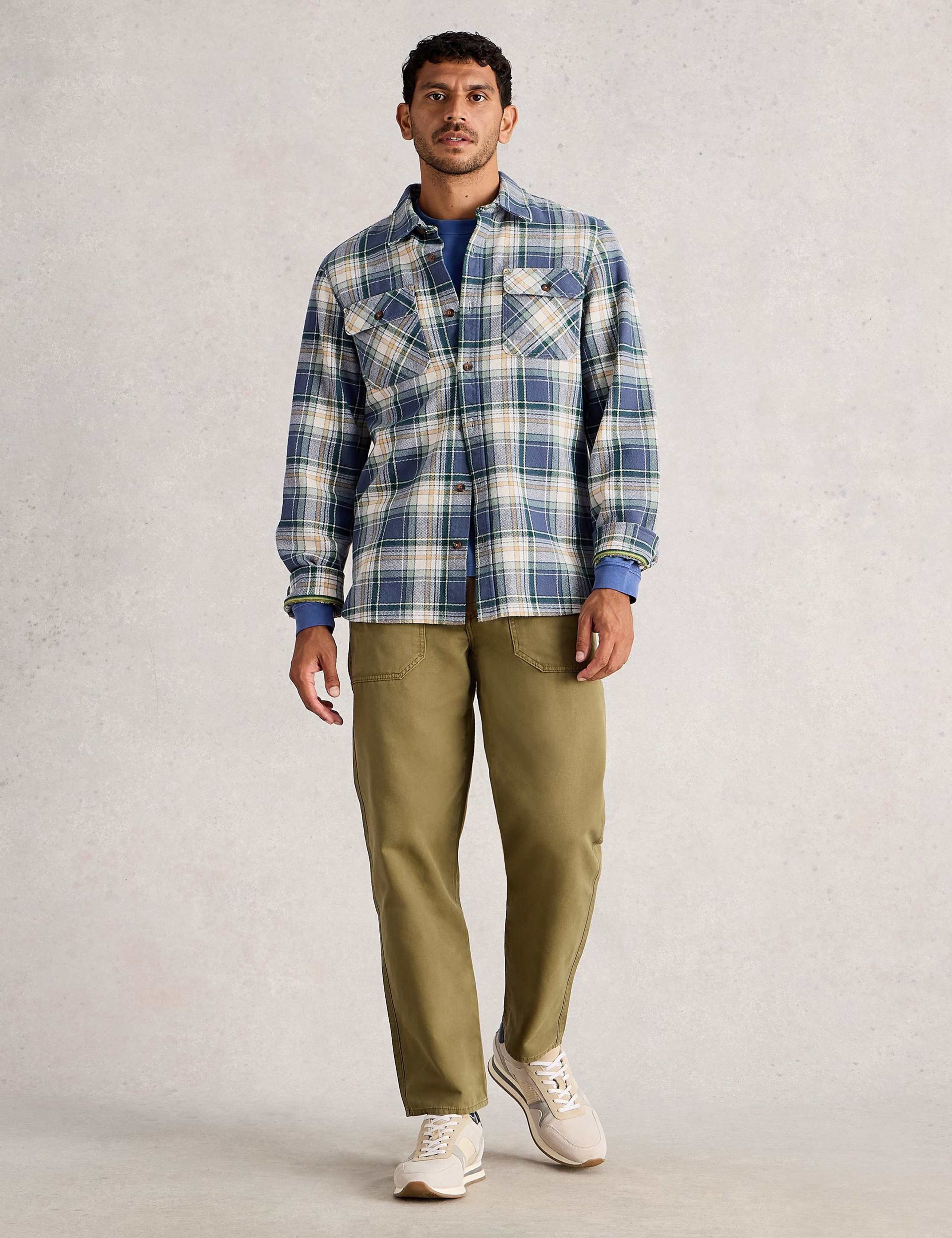 Regular Fit Pure Cotton Checked Overshirt