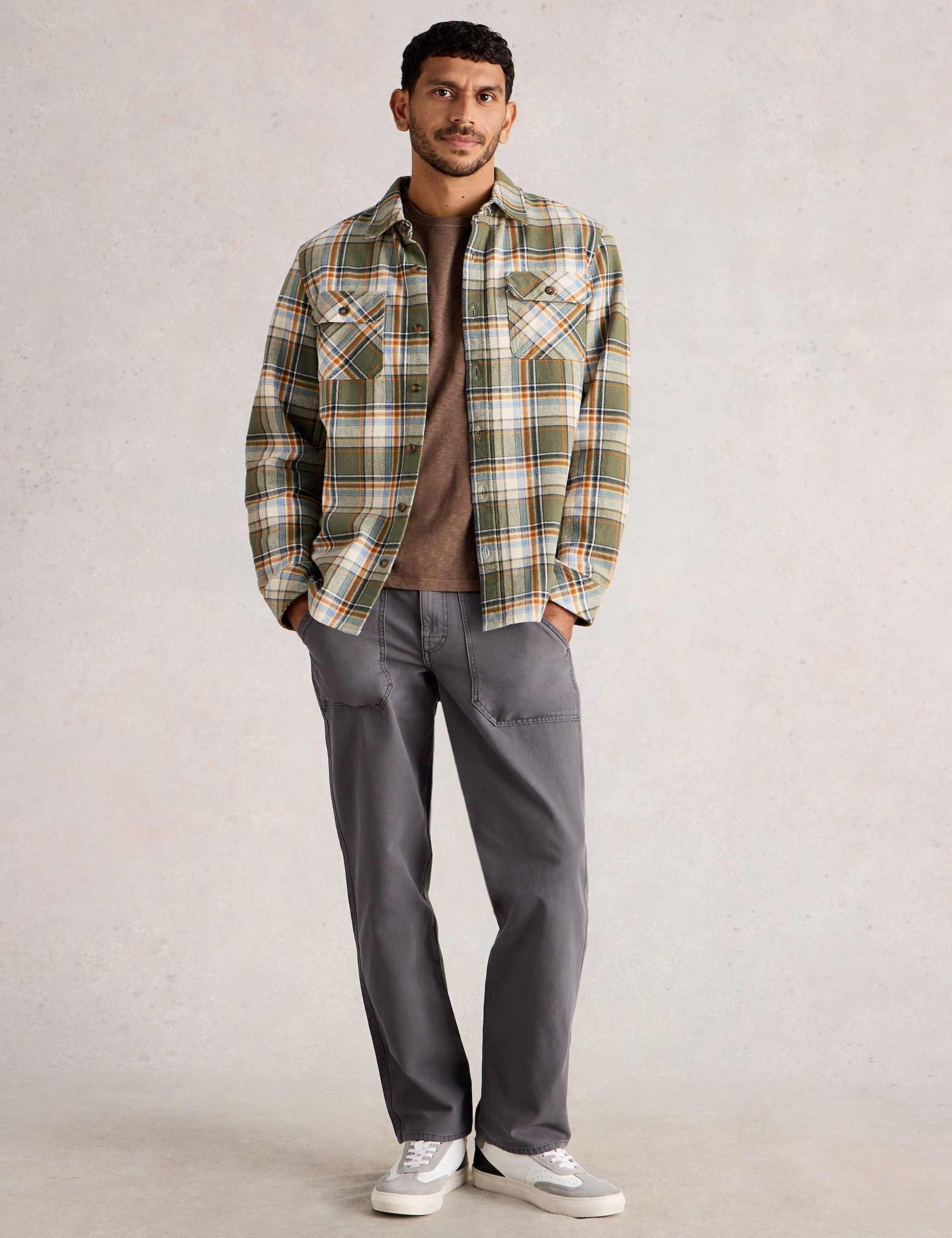 Regular Fit Pure Cotton Checked Overshirt