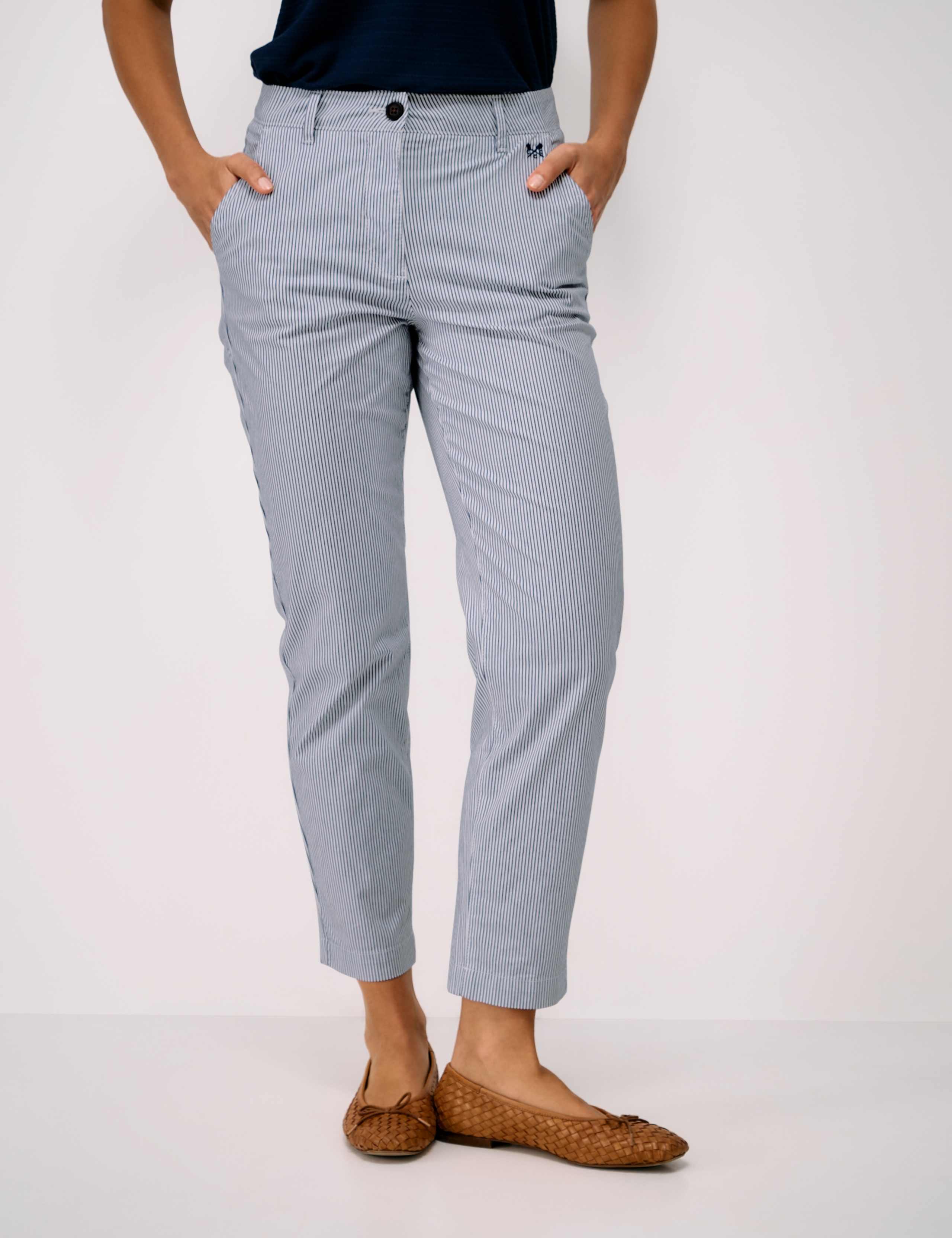 Cotton Rich Striped Tapered Trousers