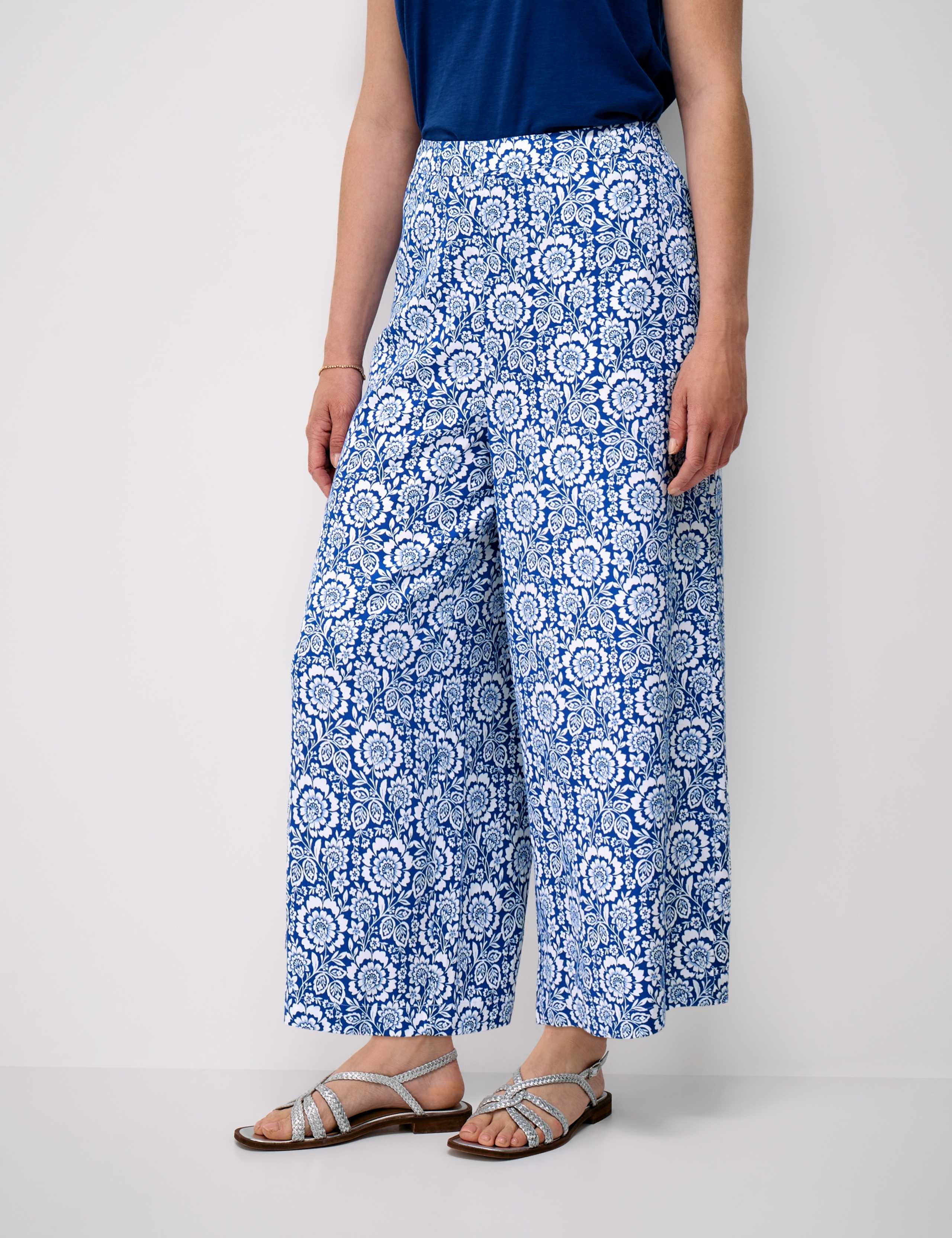 Lyocell Blend Floral Wide Leg Trousers